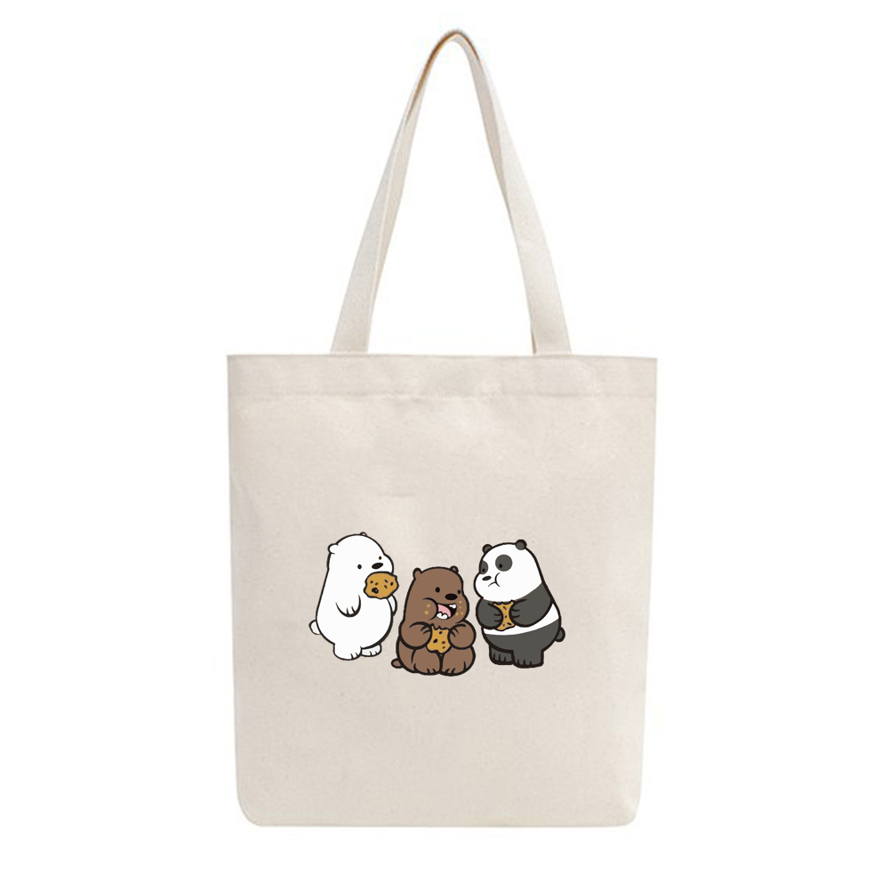 Mô tả BST Túi Tote Vải Mộc GINKO Kiểu Basic có dây kéo khóa ( túi con ) in hình We Bare Bears M68-M76 - 4