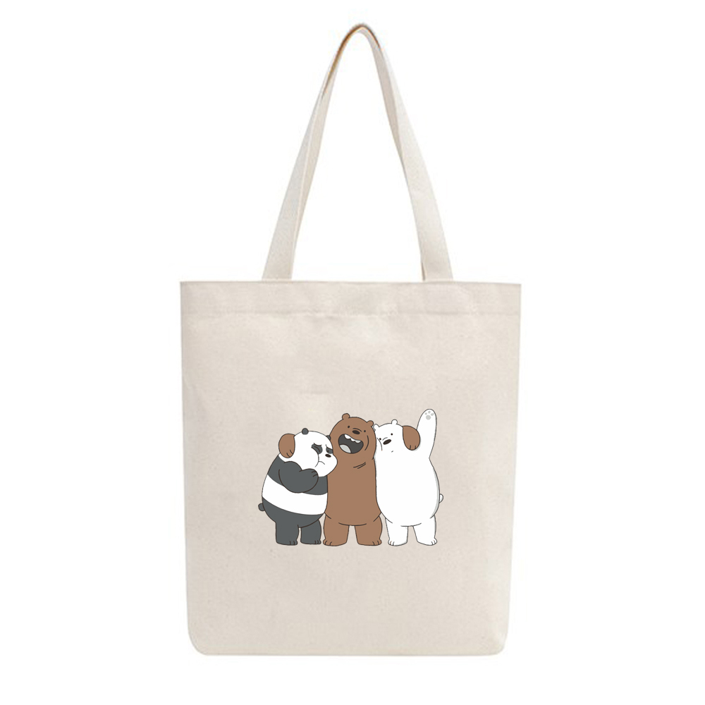 Mô tả BST Túi Tote Vải Mộc GINKO Kiểu Basic có dây kéo khóa ( túi con ) in hình We Bare Bears M68-M76 - 5