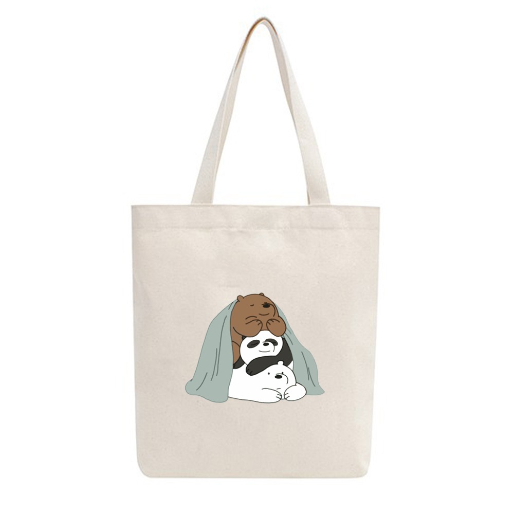 Mô tả BST Túi Tote Vải Mộc GINKO Kiểu Basic có dây kéo khóa ( túi con ) in hình We Bare Bears M68-M76 - 7