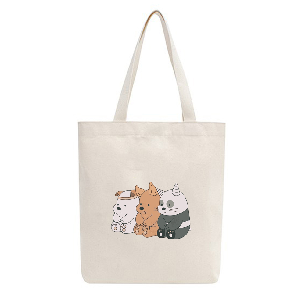 Mô tả BST Túi Tote Vải Mộc GINKO Kiểu Basic có dây kéo khóa ( túi con ) in hình We Bare Bears M68-M76 - 6