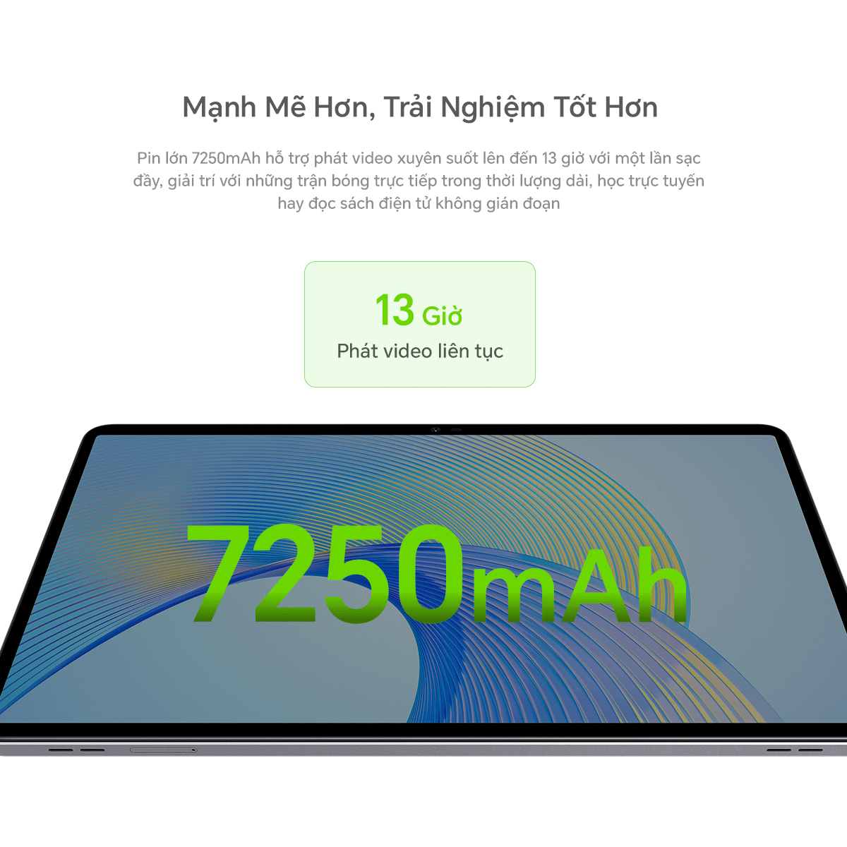 Pin dung lượng lớn 7250mAh của HONOR Pad X9