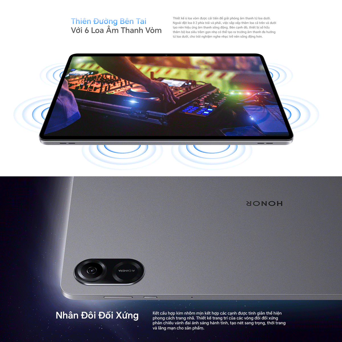 Hệ thống 6 loa stereo trên HONOR Pad X9