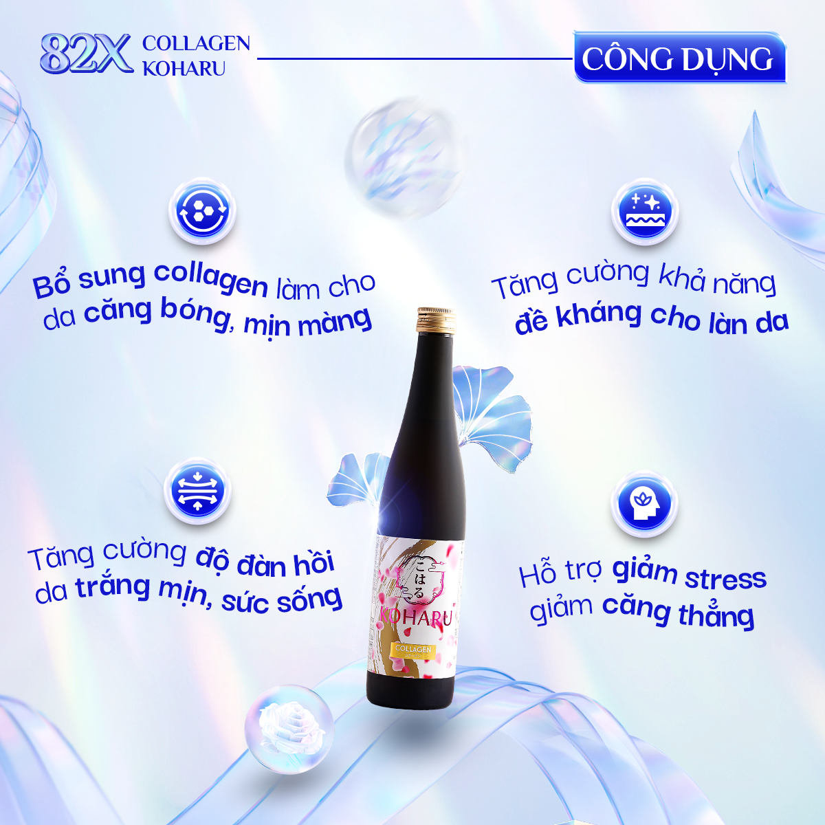 Mô tả Combo "MỸ NHÂN KHÔNG TUỔI" Gồm 3 Chai Nước Uống 82X Koharu Collagen Chứa 48.000mg Collagen Ngừa Lão Hoá 500ml/Chai - 2