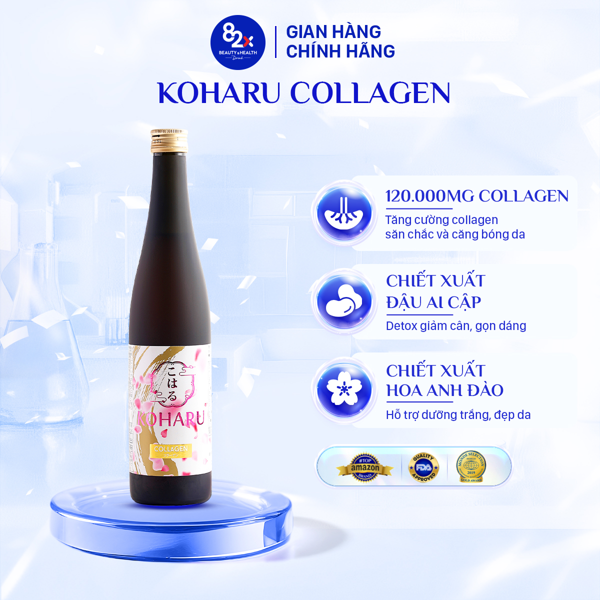 Mô tả Combo "MỸ NHÂN KHÔNG TUỔI" Gồm 3 Chai Nước Uống 82X Koharu Collagen Chứa 48.000mg Collagen Ngừa Lão Hoá 500ml/Chai - 1