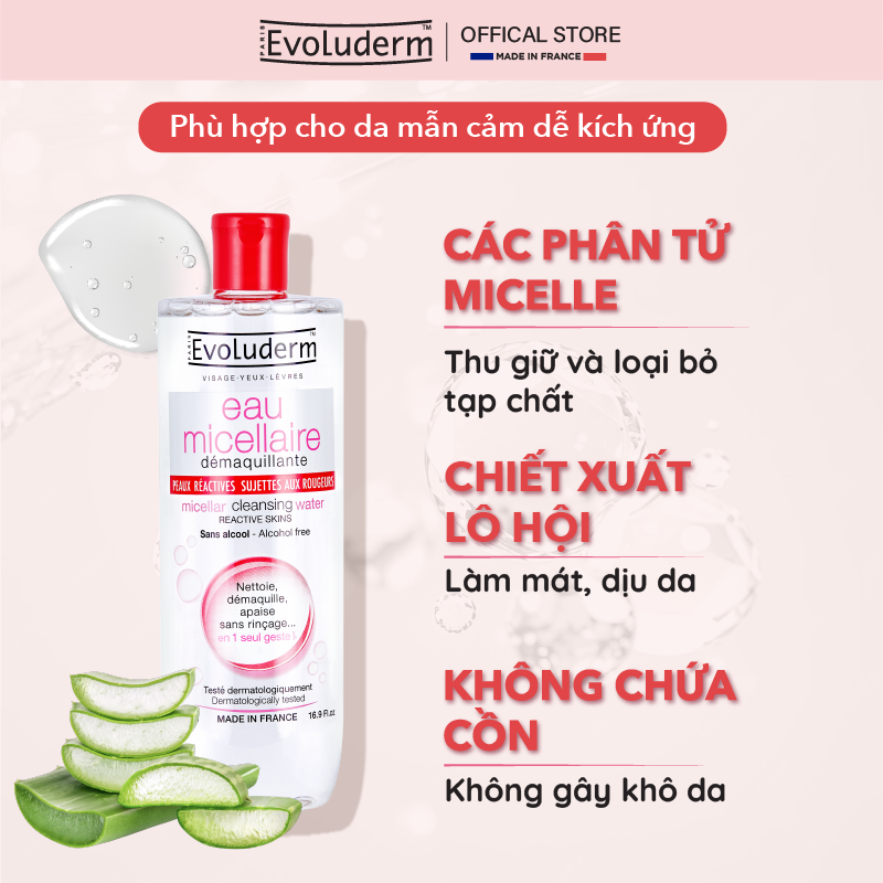 Mô tả Nước tẩy trang Evoluderm Eau Micellaire 500ml (Tùy Chọn) - 1