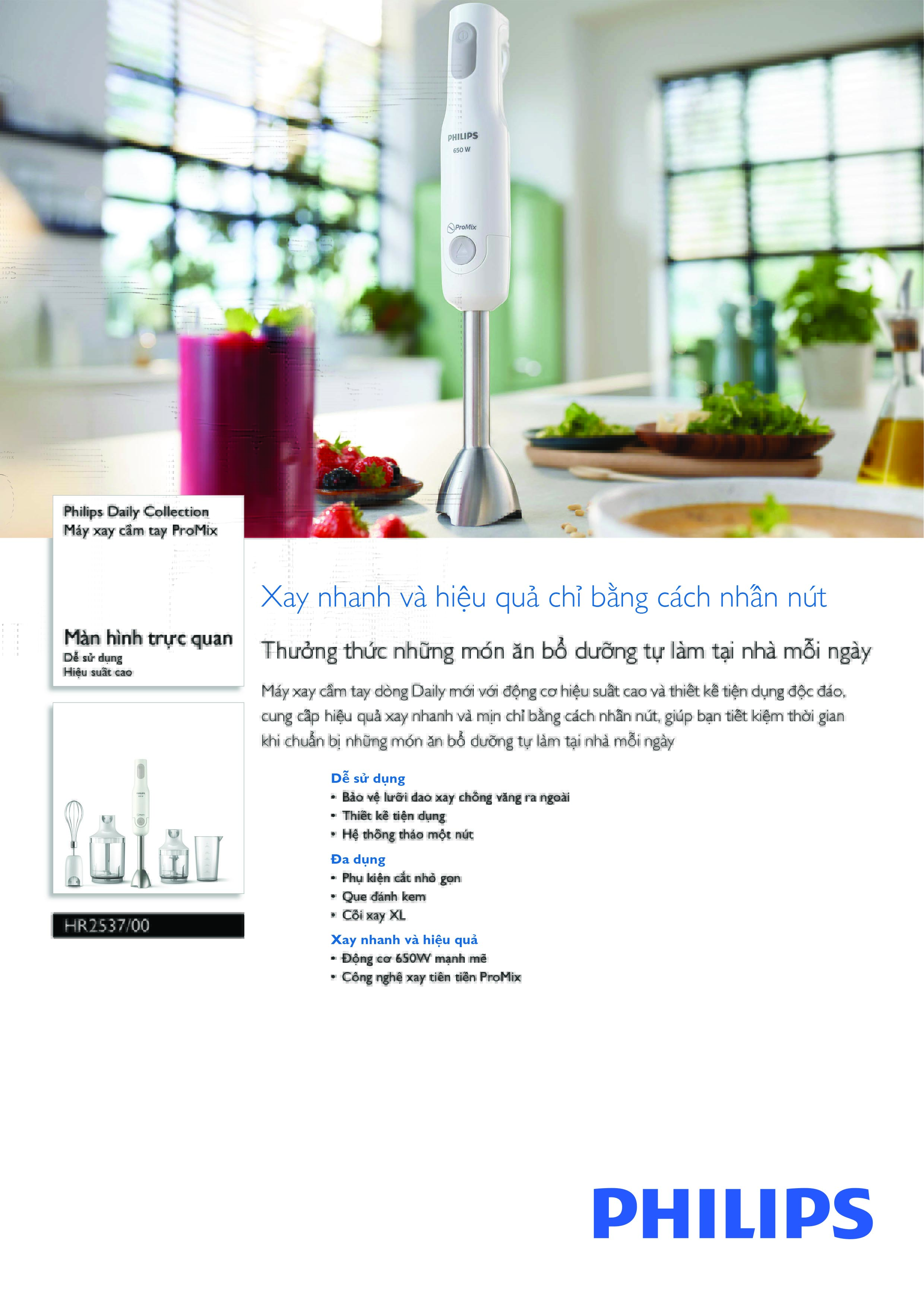 Mô tả Máy xay cầm tay Philips HR2531 HR2534 HR2537 - Hãng phân phối chính thức - Bảo hành 2 năm - 10