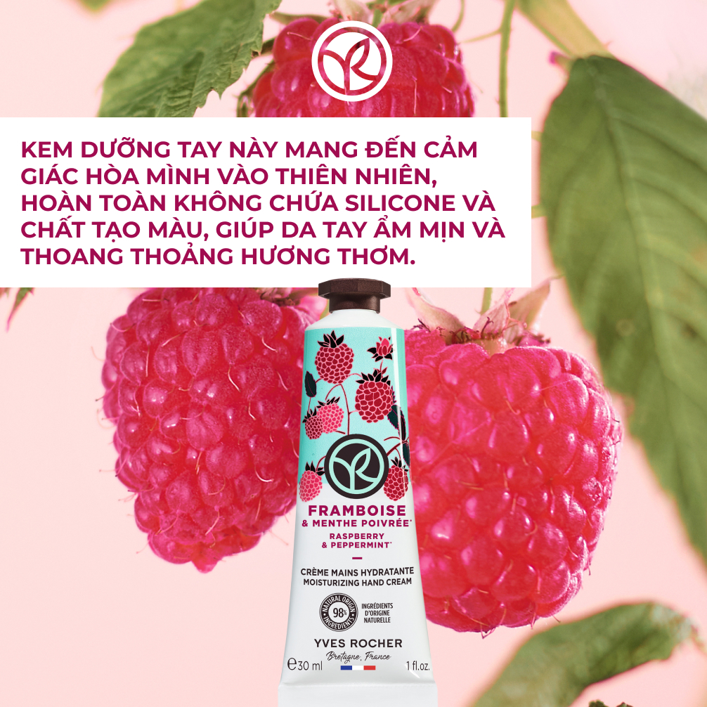 Kem dưỡng da tay hương bạc hà & mâm xôi đỏ Yves Rocher Hand Cream ...