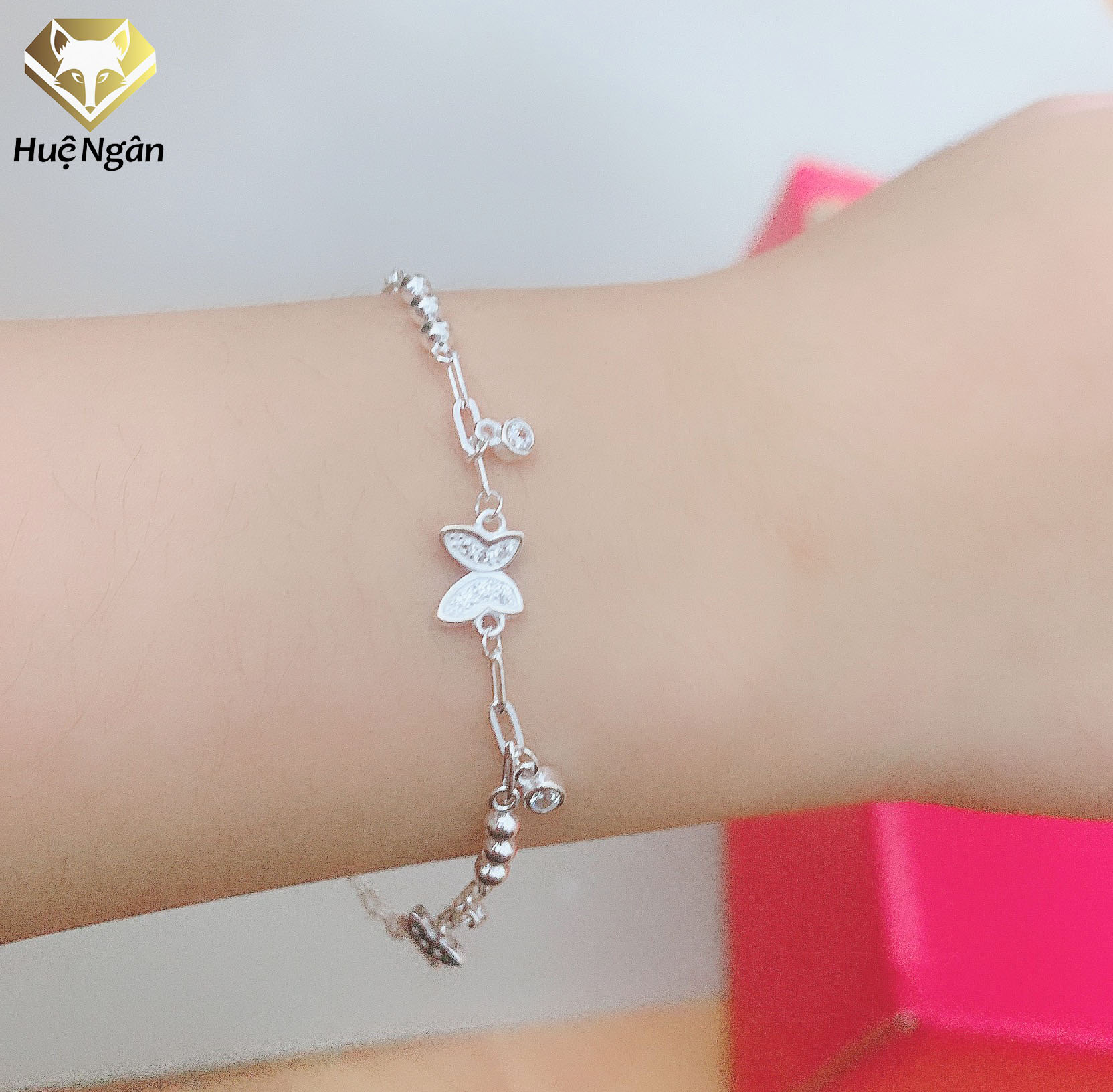 Mô tả Lắc tay bạc 925 Huệ Ngân - Uyên Ương Hồ Điệp LT0168 - 1