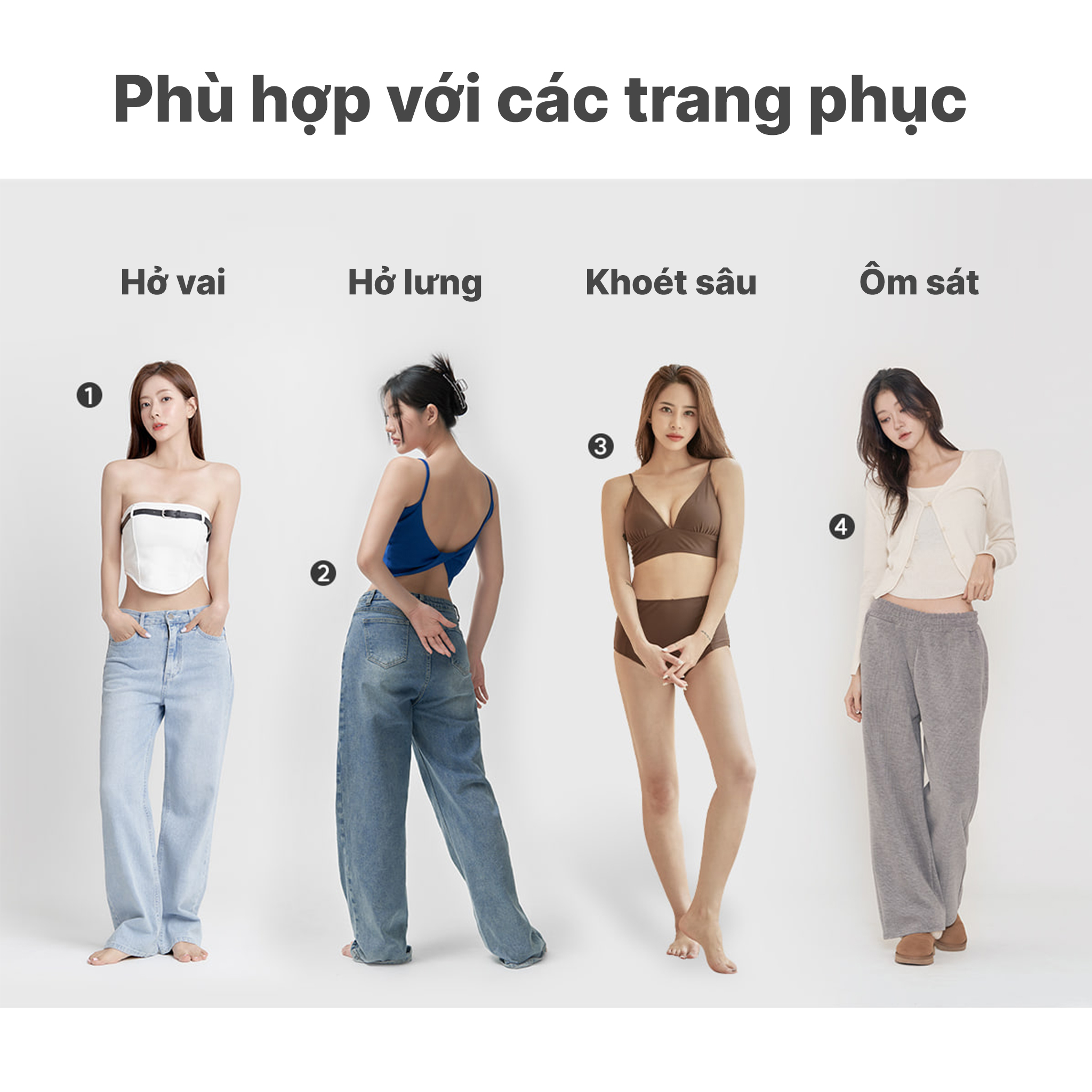 Mô tả Áo lót dán silicon, áo ngực cài trước nâng ngực tạo khe ngực, chuyên mặc trang phục hở lưng BOM SISTER AD002 - AD003 - 2