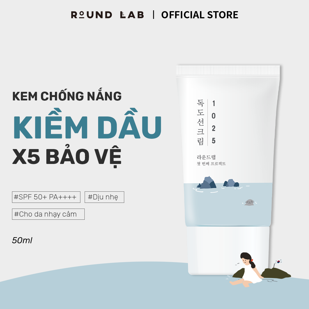Mô tả Kem chống nắng hóa học Round Lab 1025 Dokdo Sunscreen 50ml dành cho da nhạy cảm - 1