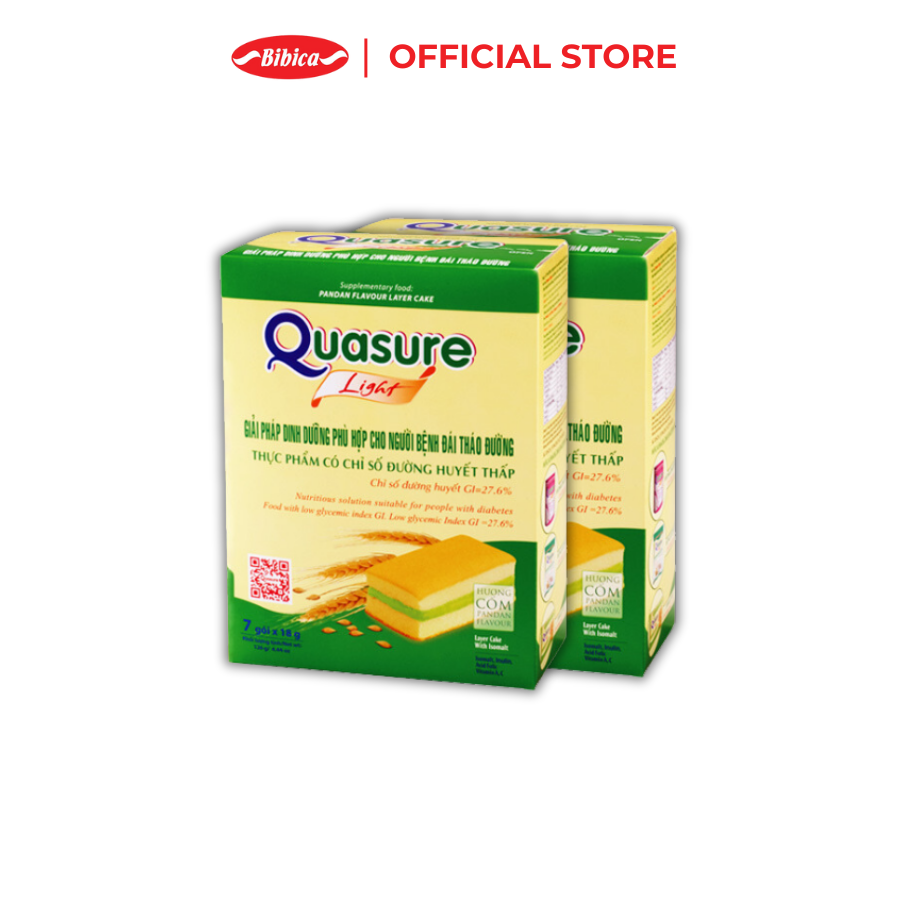 Mô tả Combo 2 Hộp Bánh Bông Lan Quasure Light Cốm Bibica 126g - Thực phẩm cho người ăn kiêng, tiểu đường - 1