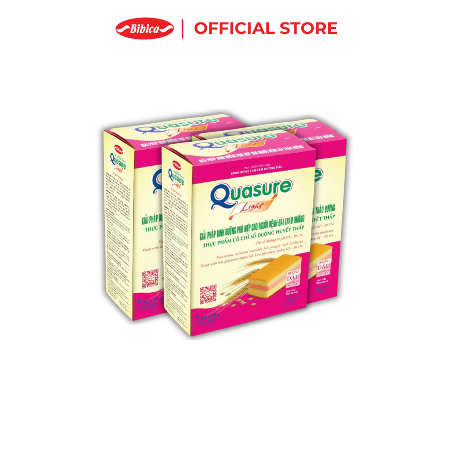 Mô tả Combo 3 Hộp Bánh Bông Lan Quasure Light Bibica 126g - Thực phẩm cho người ăn kiêng, tiểu đường - 1