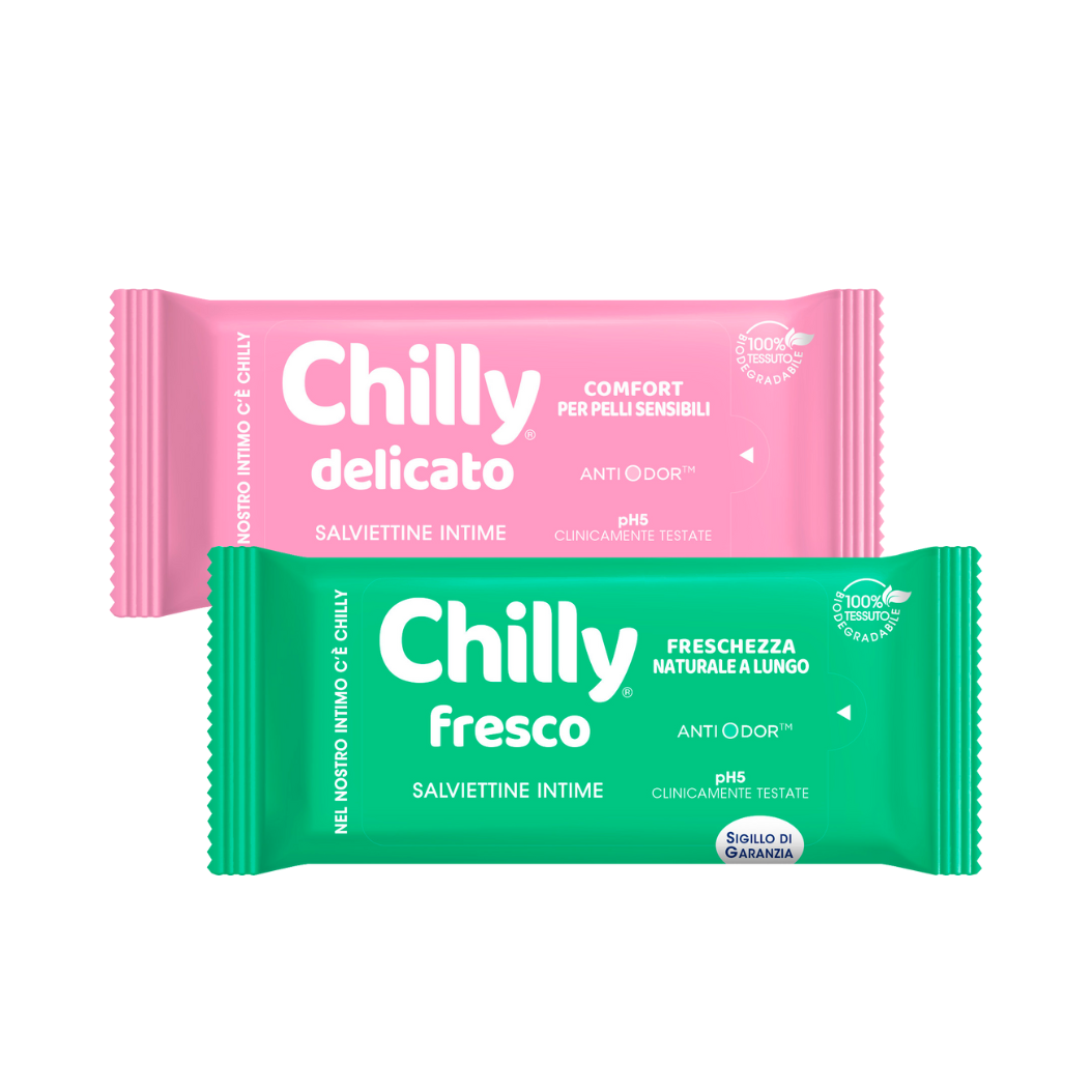 Mô tả Khăn lau phụ khoa Chilly Fresco và Delicato chiết xuất lô hội, bạc hà làm sạch khử mùi 12 tờ/gói MM - 1