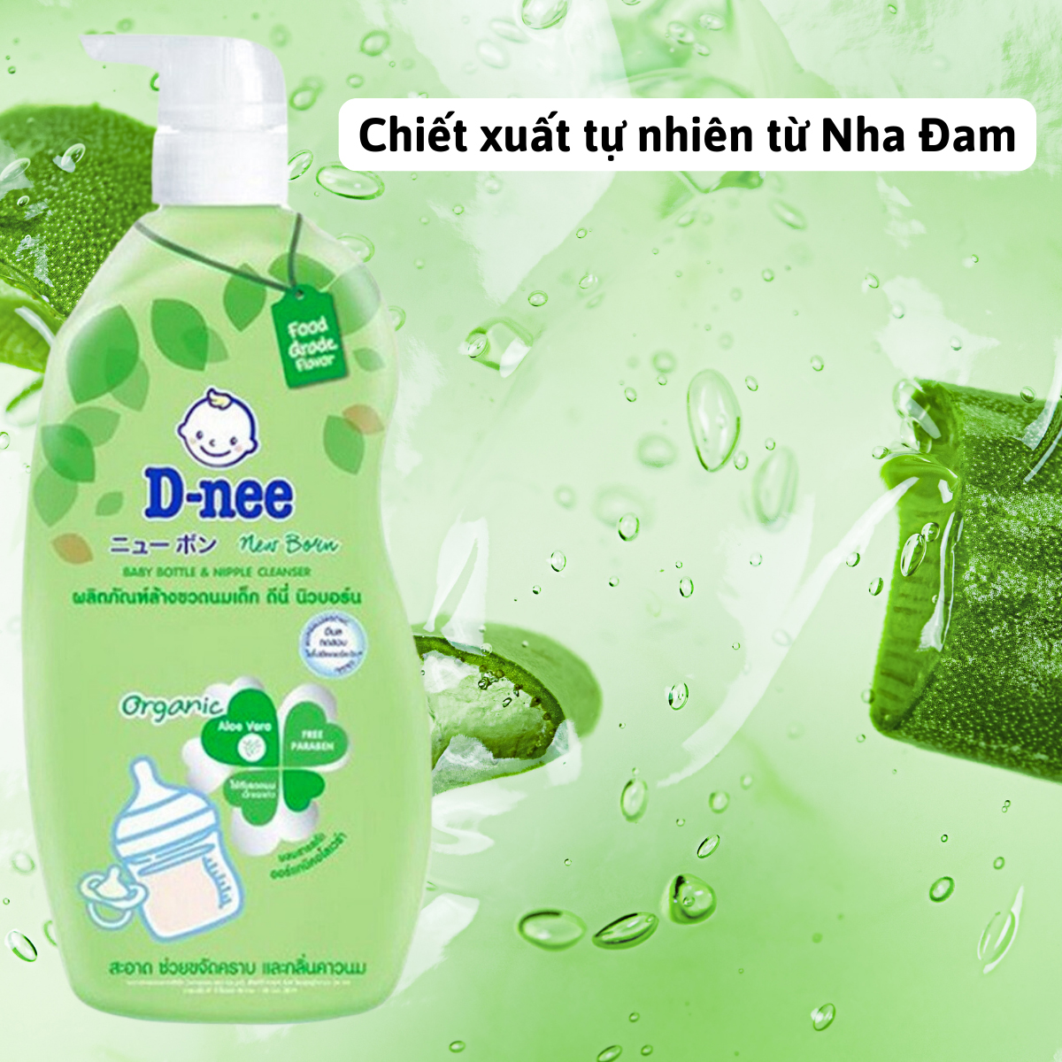 Nước rửa bình sữa Dnee organic Thái trà xanh túi 550ml/ chai 600ml ...