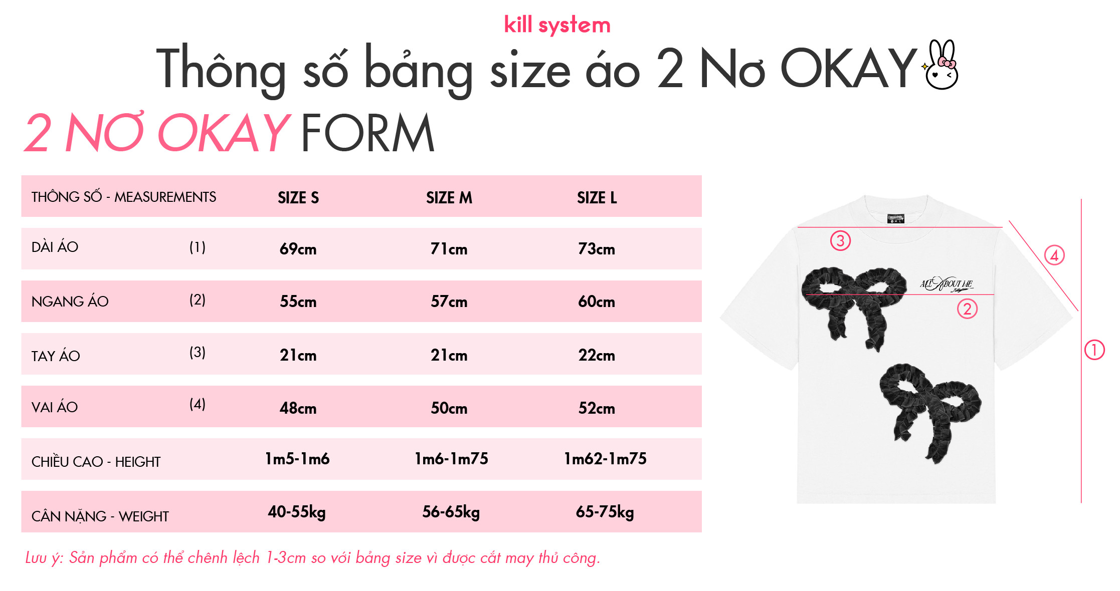 Mô tả Áo thun Nơ OKAY Killsystem oversize hình nơ nổi may nhún chất cotton - 3