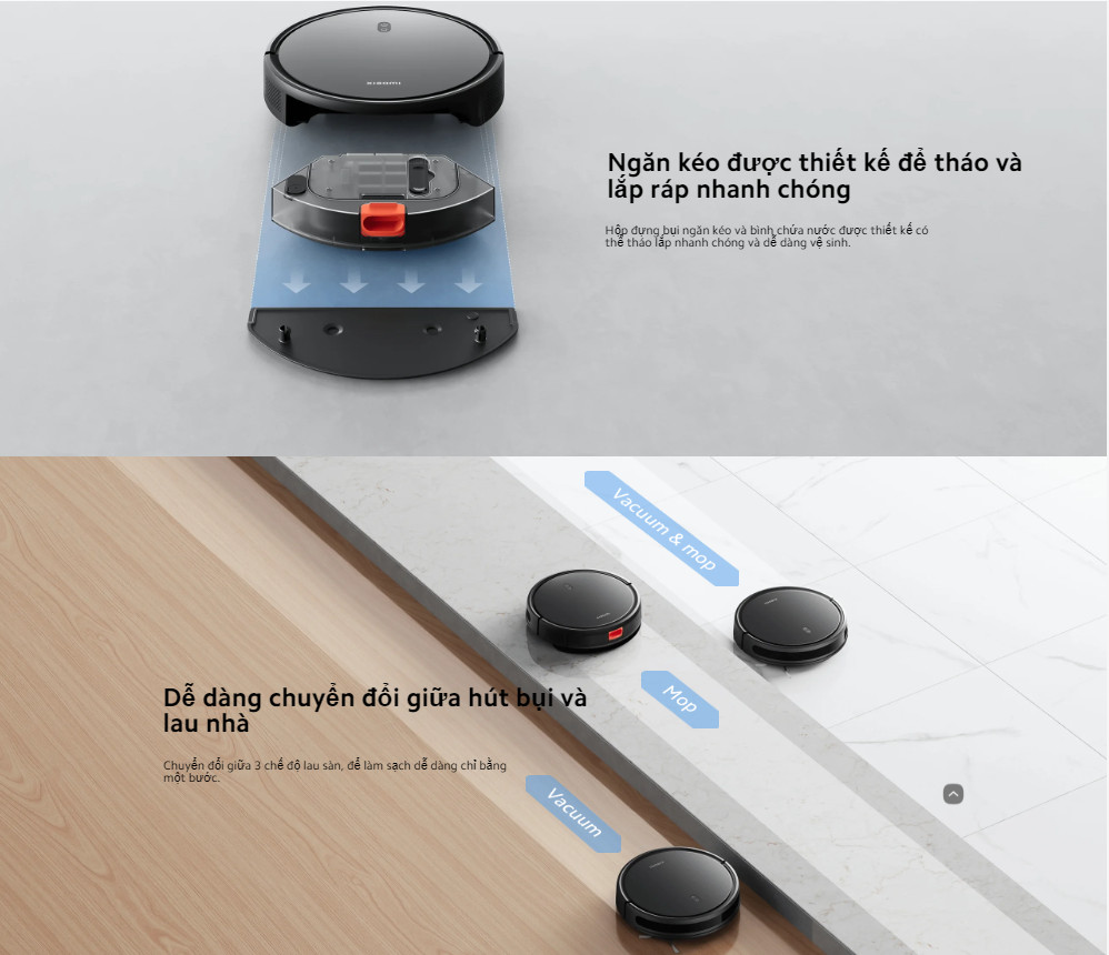 Mô tả Robot hút bụi, lau sàn 2 trong 1 Xiaomi Vacuum E10C EU - Lực Hút 3500Pa - Phiên Bản Quốc Tế - 7