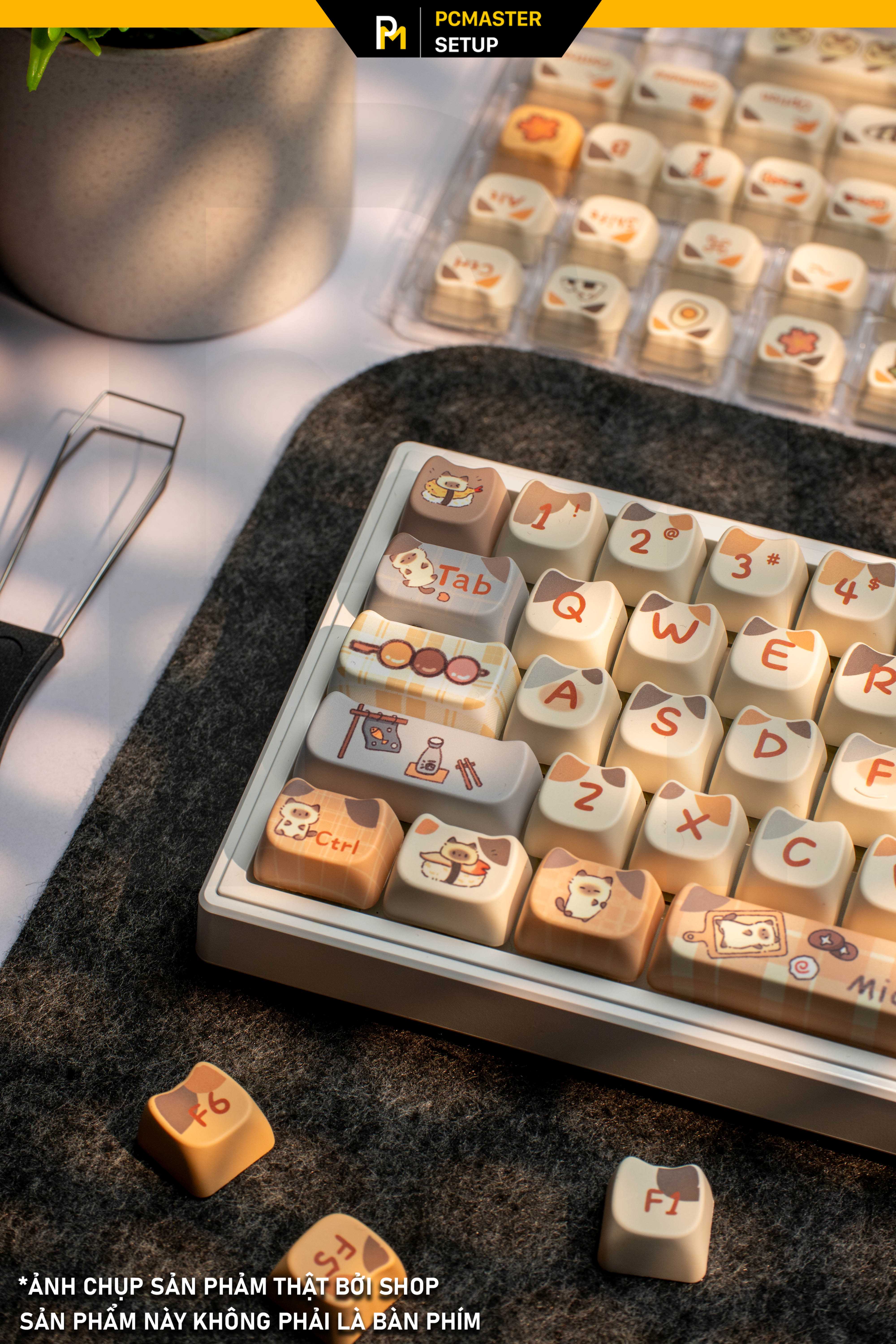 Keycap Shushi Cat profile MAO chất liệu nhựa pbt họa tiết in dyesub ...