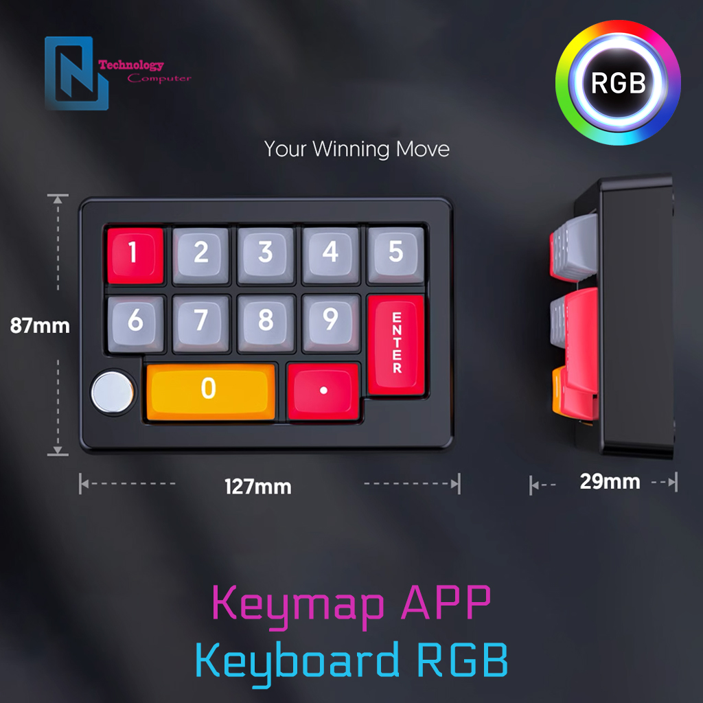 Bàn Phím Cơ Macropad K808 RGB Mini 13 Phím Mở Rộng Có Núm Vặn Kết Nối ...