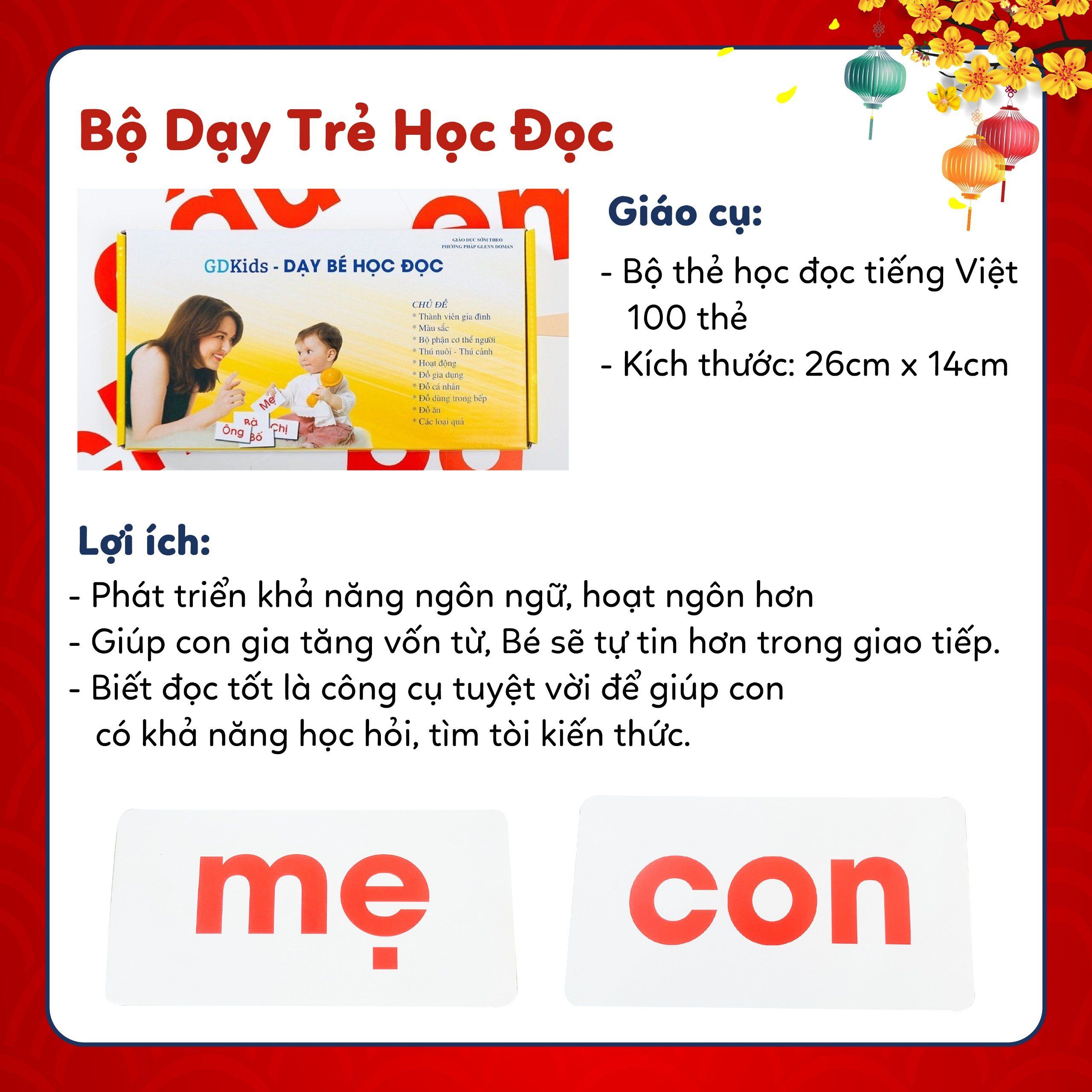 Mô tả Flashcard Glenn Doman - Bộ 100 Thẻ Học Đọc Thông Minh Phát Triển Ngôn Ngữ Cho Trẻ Từ 0-6 Tuổi - 2