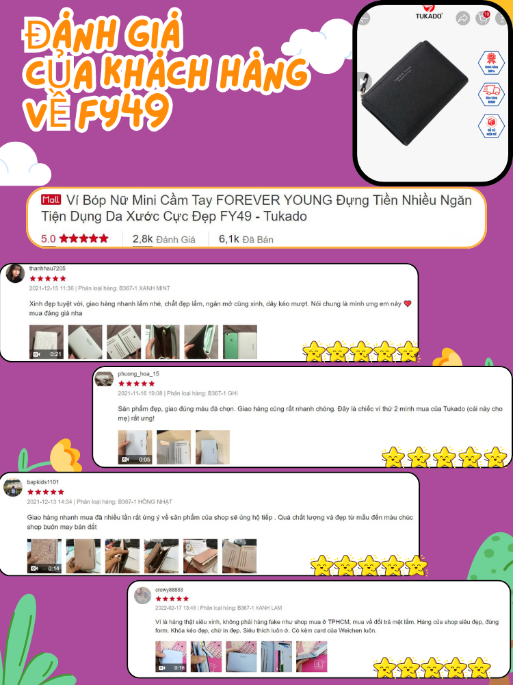 Mô tả Ví Bóp Nữ Mini Cầm Tay FOREVER YOUNG Đựng Tiền Nhiều Ngăn Tiện Dụng Da Xước Cực Đẹp PFY06 - Tukado - 2
