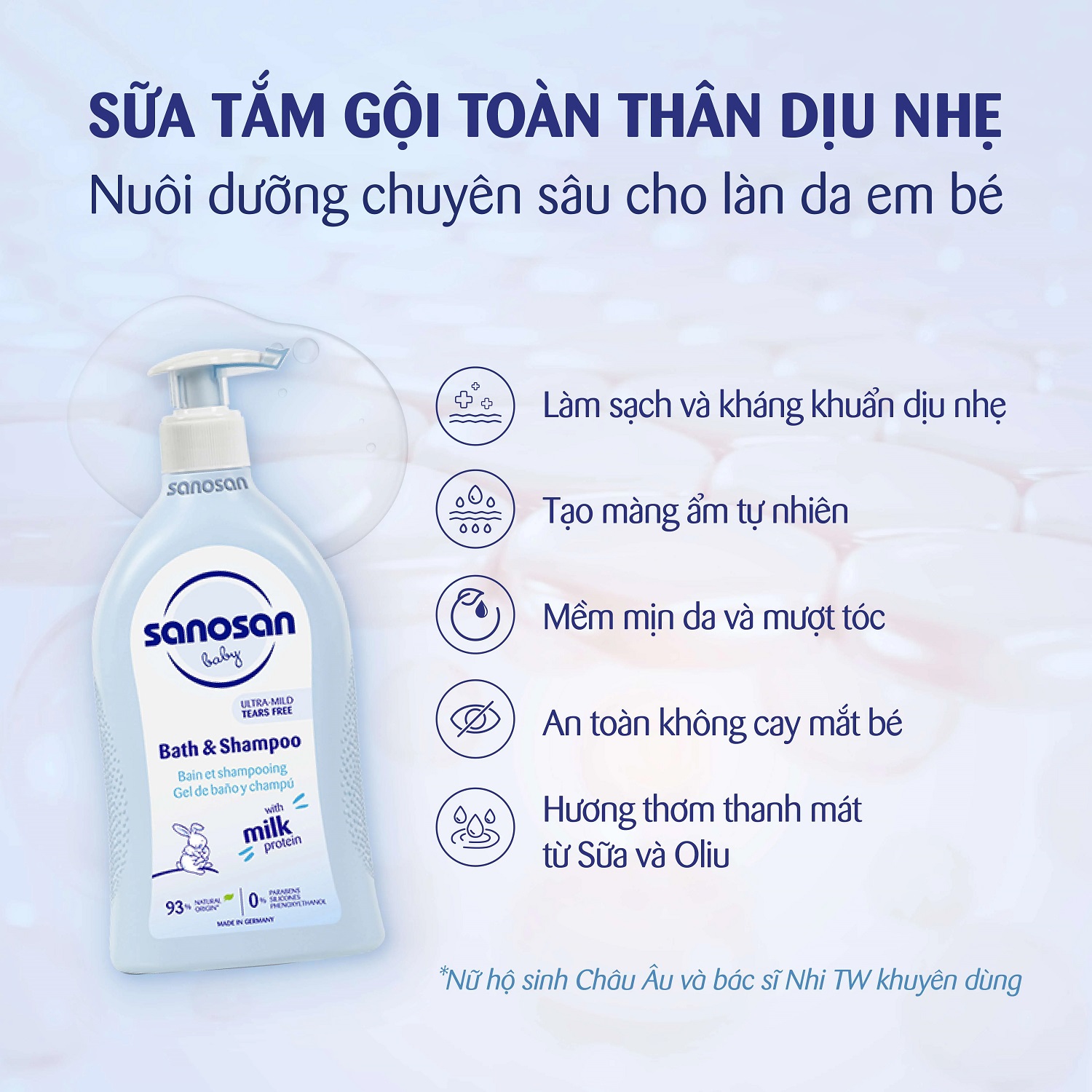 Mô tả Sữa tắm gội Sanosan Baby với protein sữa thủy phân 0M+ 500ml - 2