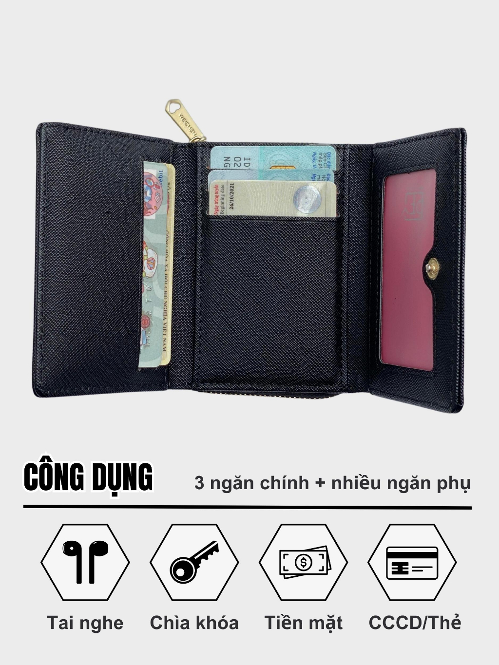 Mô tả Ví Nữ Mini Cầm Tay PERFECT FOR YOU Dáng Ngắn Nhiều Ngăn Da Xước Cao Cấp Cực Đẹp PFY04 - Tukado - 3