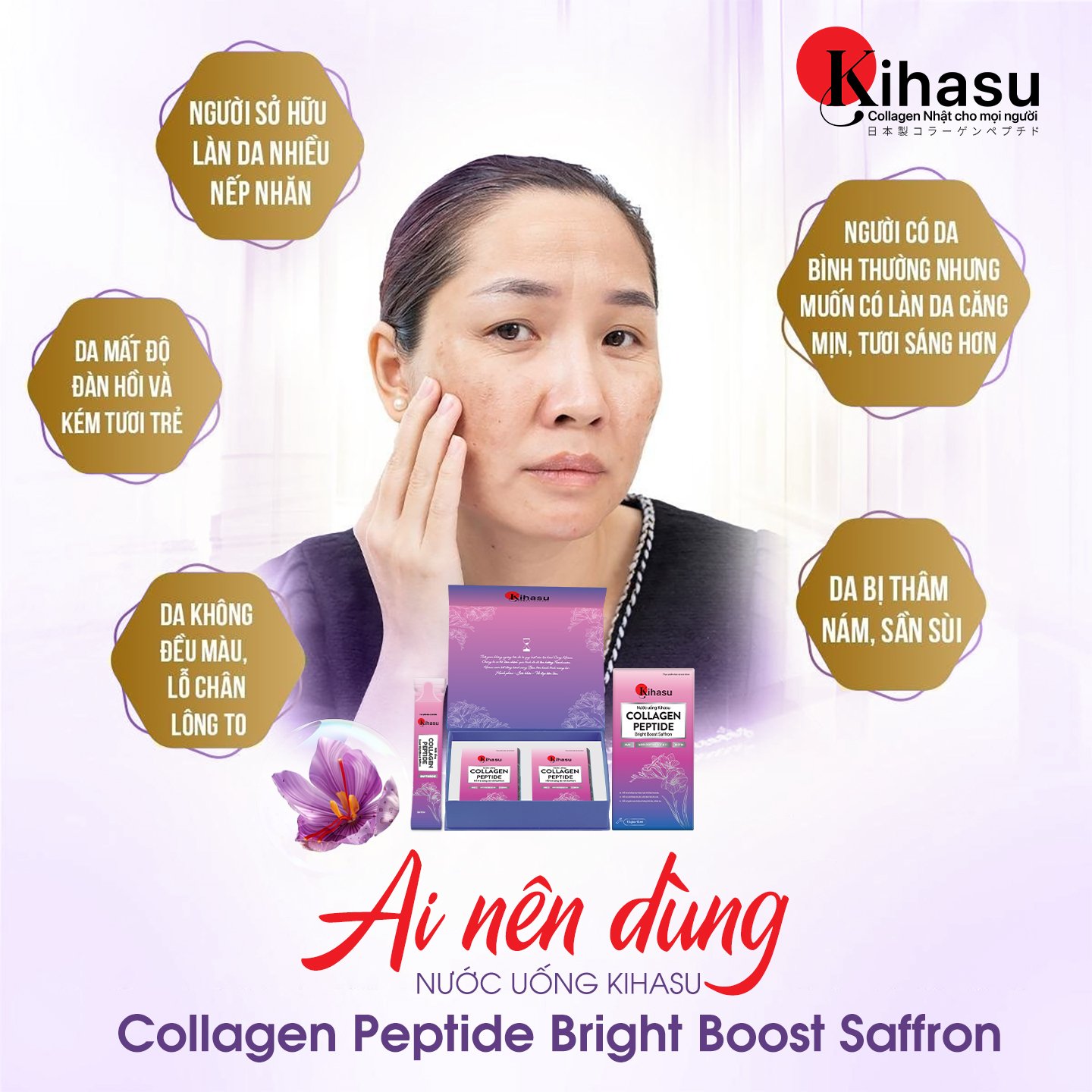 Mô tả Nước Uống Kihasu Collagen Peptide Tăng Cường Saffron Giúp Trẻ Hóa, Sáng Da, Mờ Nám, Giúp Tóc Và Móng Chắc Khỏe - 3