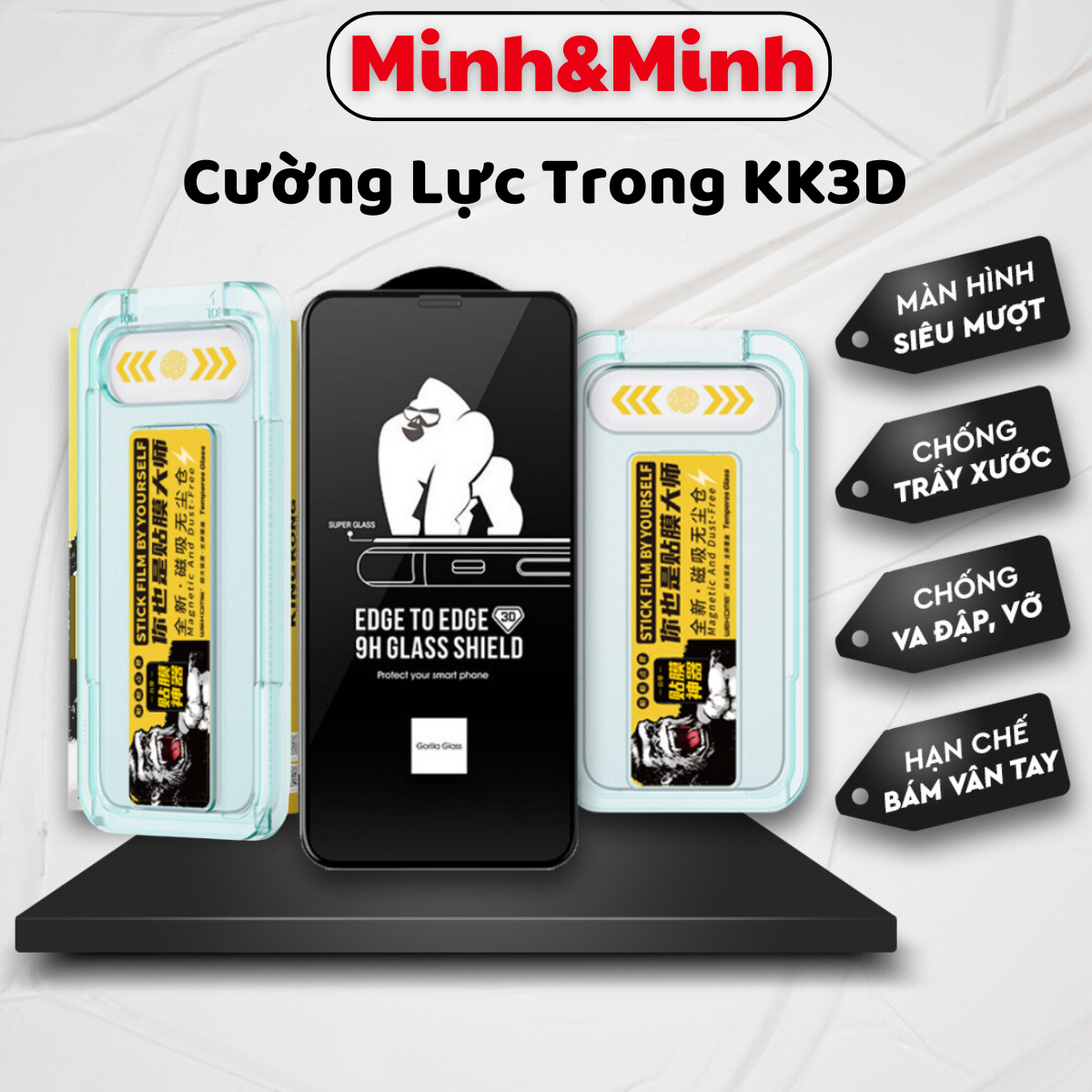 Mô tả Kính Cường Lực ip KTM full màn, tự dán 6splus,8,7plus 8plus x xs xsmax 11 12 13 14 pro 15 promax 16Promax - 1