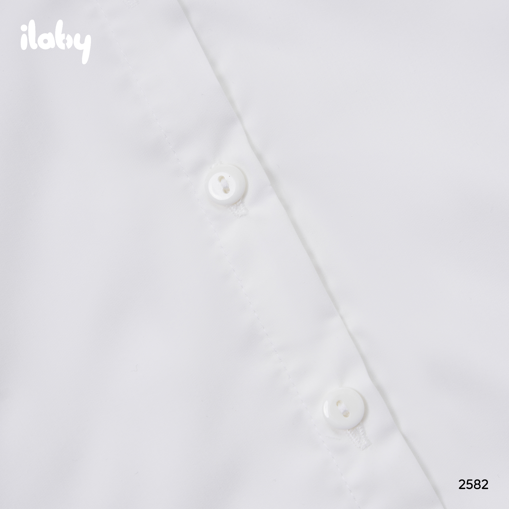 Mô tả Áo sơ mi bé gái ILABY chất cotton thô áo sơ mi trắng basic bé đi học cổ kiểu phối bèo nhỏ [2582] - 4