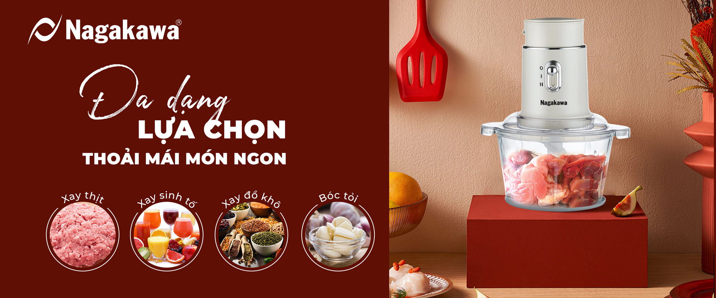 Mô tả Máy xay thịt đa năng Nagakawa NAG0823 (1,5L – 250w) – Bảo hành 12 tháng - 2