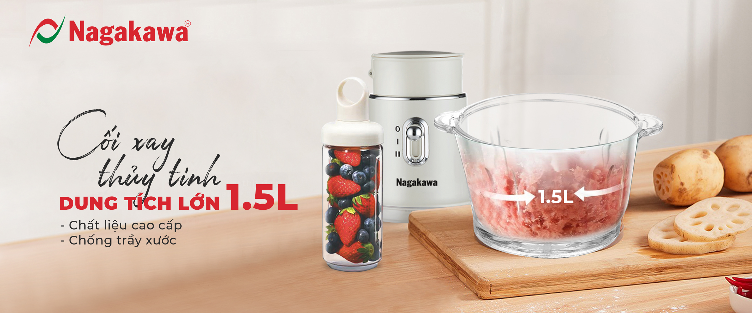 Mô tả Máy xay thịt đa năng Nagakawa NAG0823 (1,5L – 250w) – Bảo hành 12 tháng - 3