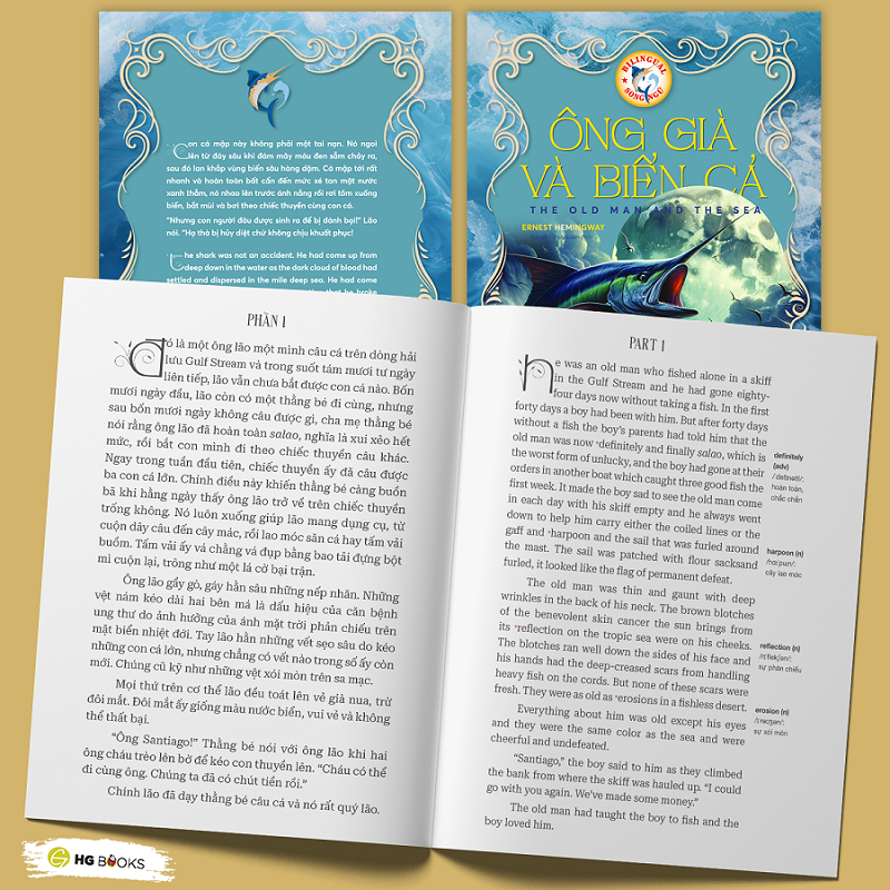 Mô tả Sách song ngữ Ông Già Và Biển Cả kinh điển kèm theo note từ vựng và file nghe - HG Books - 2