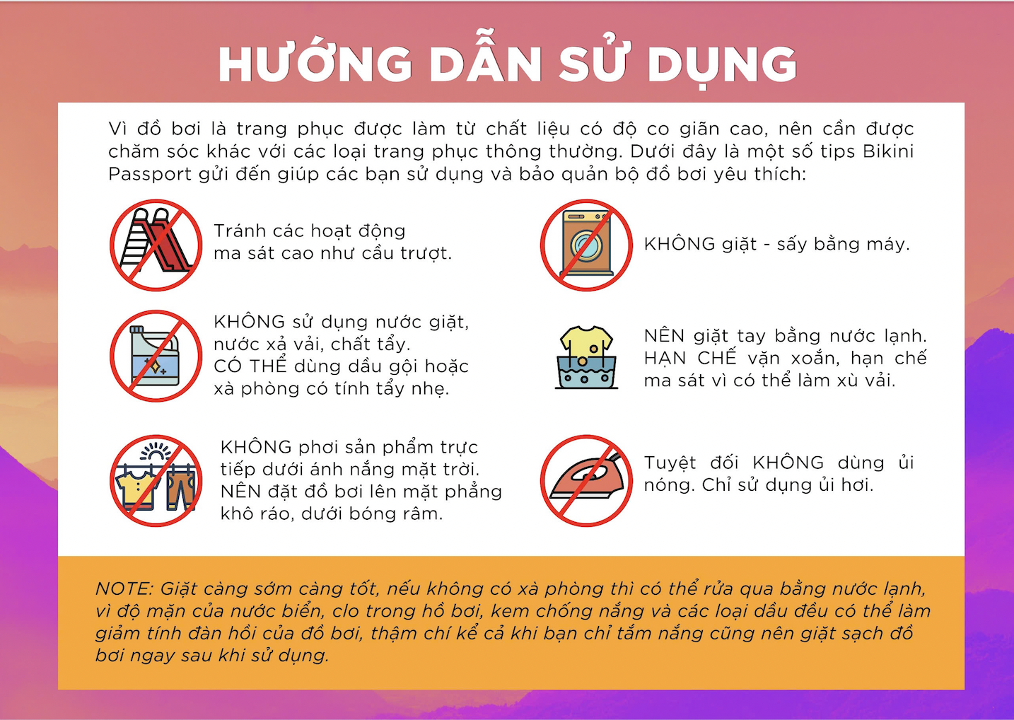 Bảng hướng dẫn chọn size đồ bơi