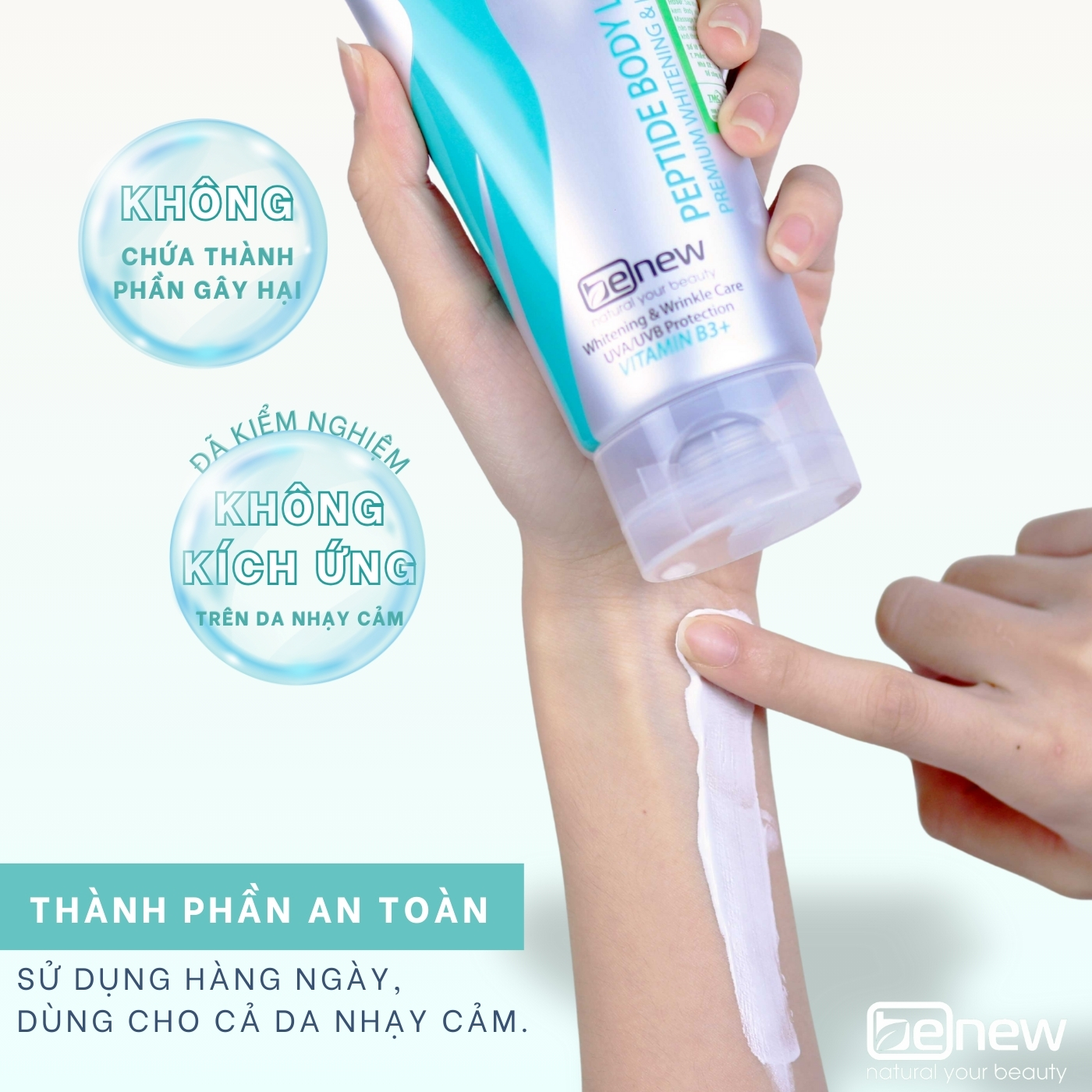 Mô tả Kem Dưỡng Makeup Body Toàn Thân Thế Hệ Mới BENEW Peptide Premium Whitening Lifting Body Lotion TAC - 3