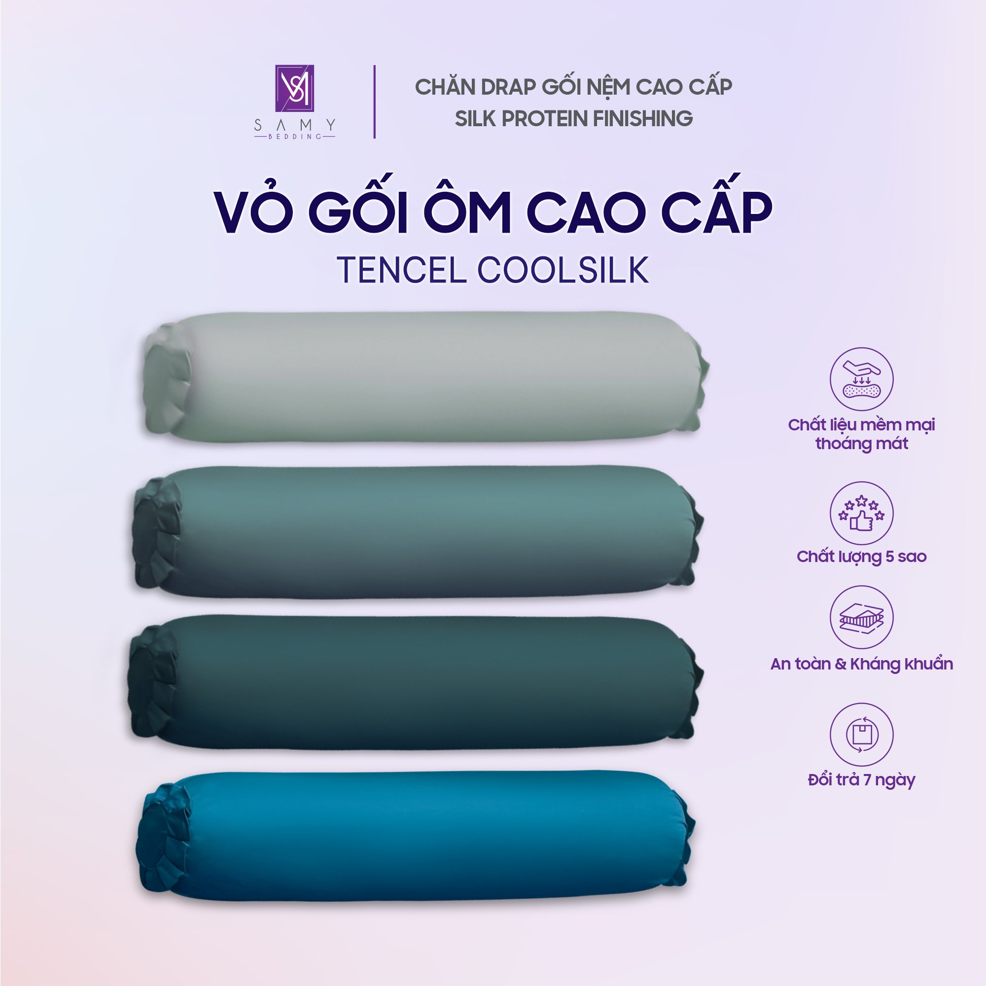 Mô tả Vỏ Gối Ôm Lụa Tencel Coolsilk SAMY BEDDING Cao Cấp Êm Ái, Thoáng Mát - 1