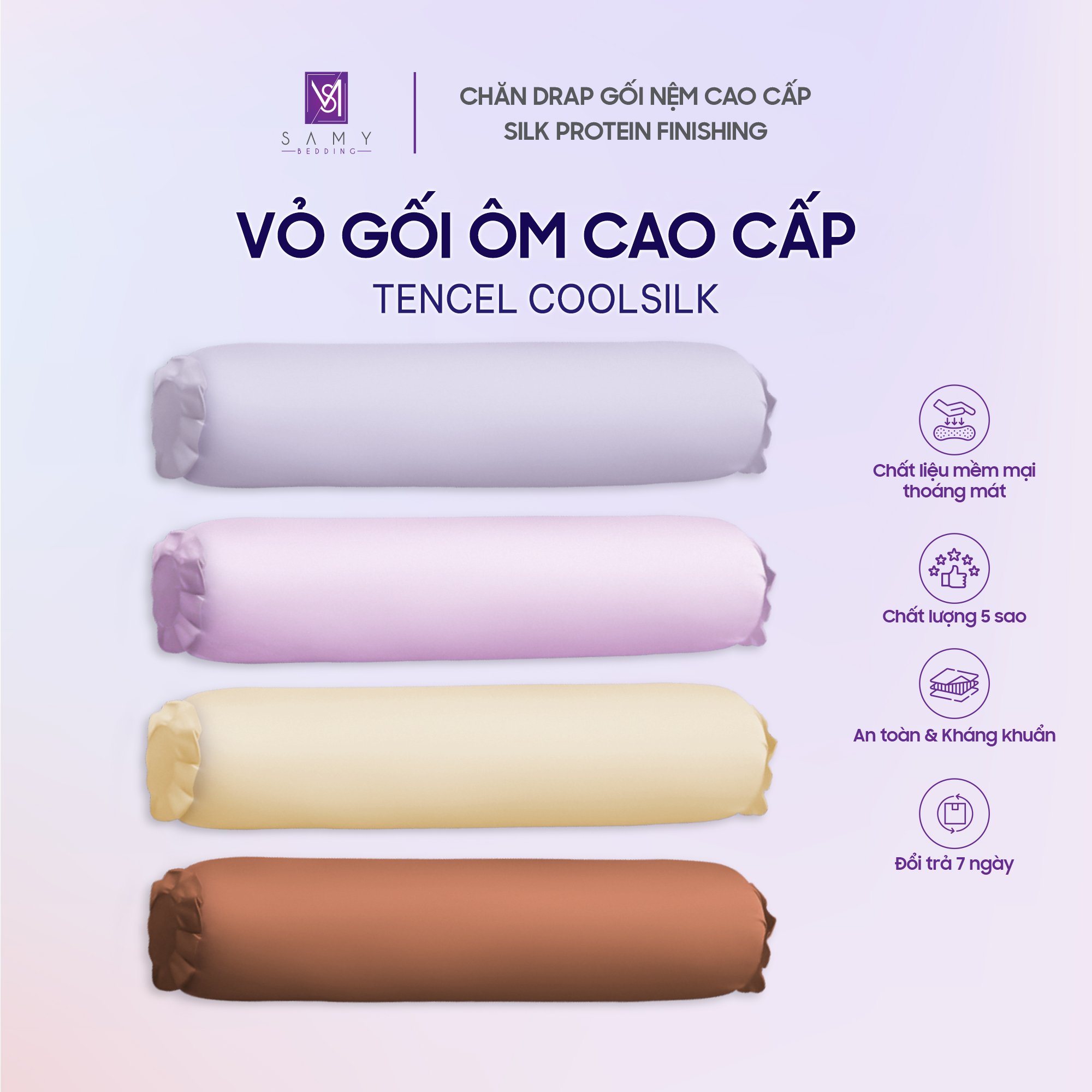 Mô tả Vỏ Gối Ôm Lụa Tencel Coolsilk SAMY BEDDING Cao Cấp Êm Ái, Thoáng Mát - 2
