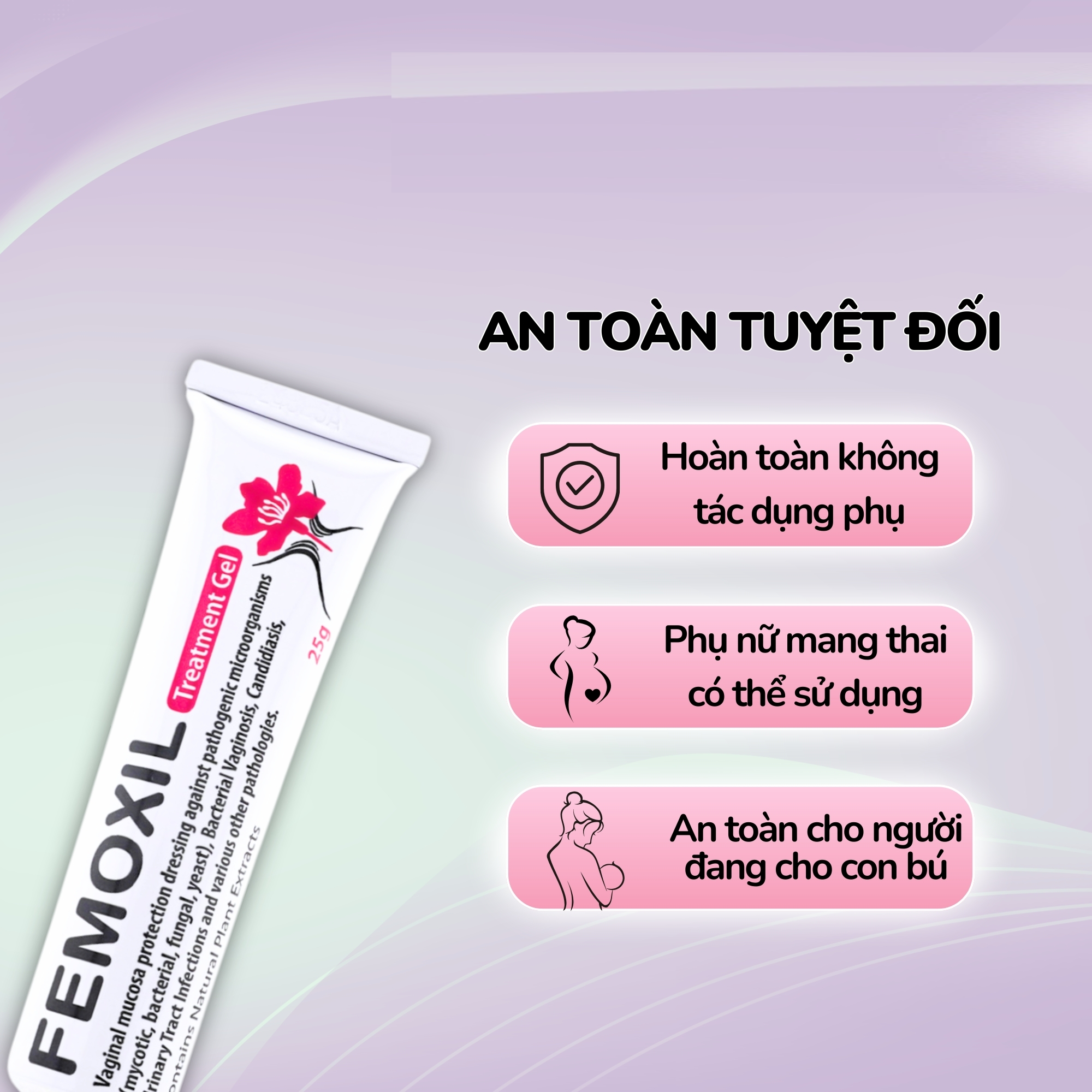 Mô tả Gel bôi âm đạo giảm nấm ngứa, sạch sâu, se khít hồng hào tự nhiên Femoxil tuýp 25g, Danpharm Israel - 3