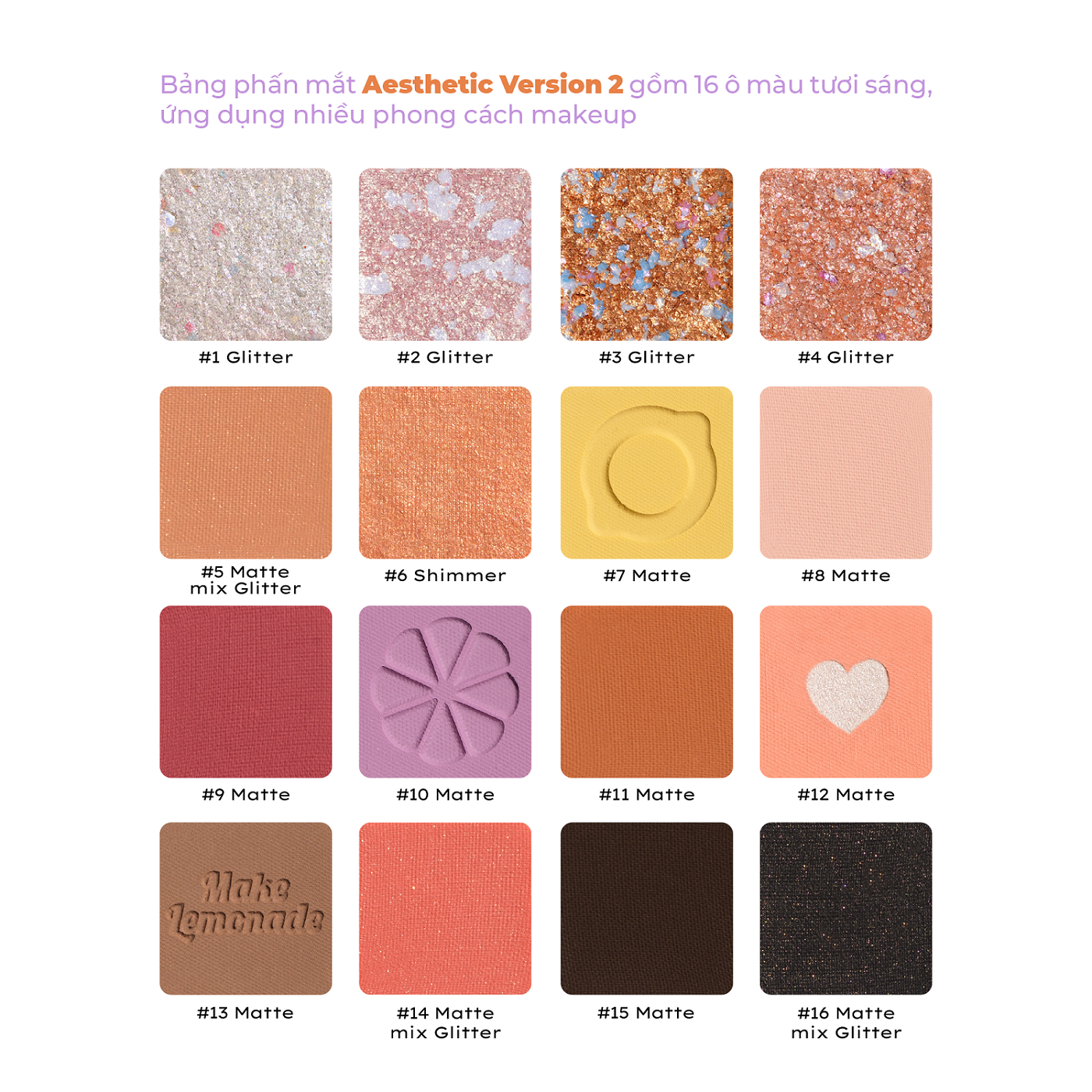 Mô tả Bảng phấn mắt LEMONADE AESTHETIC Eyeshadow Palette Version 2 20.8g - 4