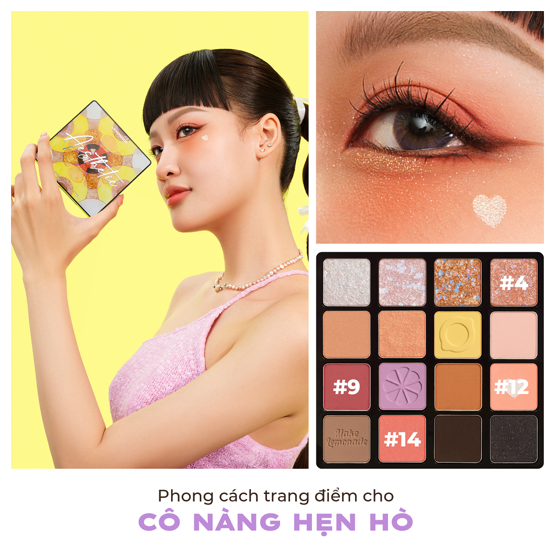 Mô tả Bảng phấn mắt LEMONADE AESTHETIC Eyeshadow Palette Version 2 20.8g - 12