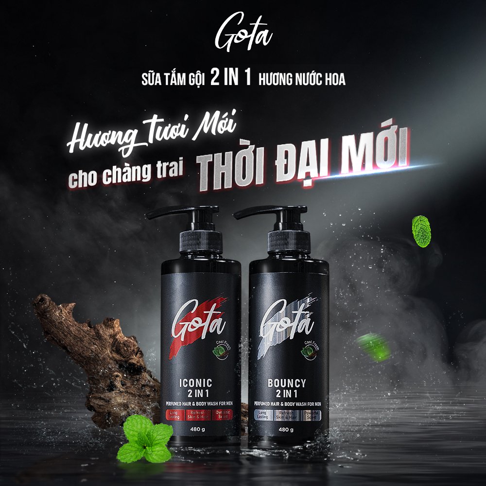 Mô tả Sữa tắm - gội hương nước hoa Nam 2in1 Gota bạc hà mát lạnh 480G - 2