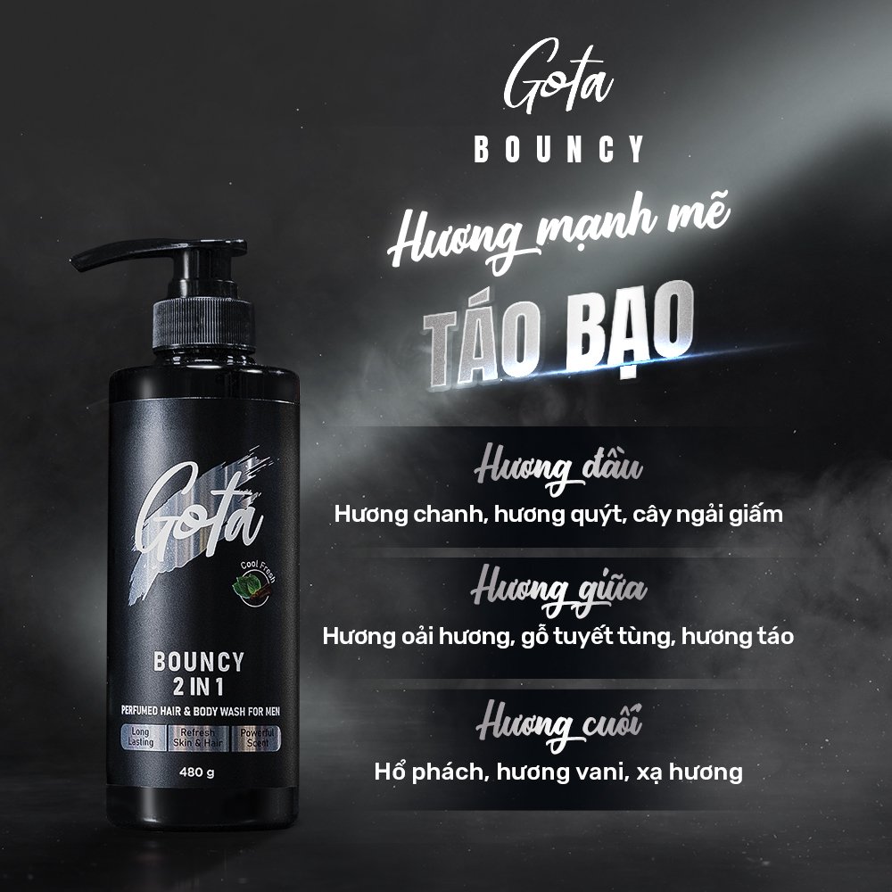Mô tả Sữa tắm - gội hương nước hoa Nam 2in1 Gota bạc hà mát lạnh 480G - 3
