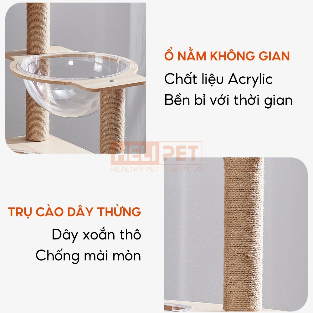 Mô tả Nhà Gỗ Cattree Nhà cây cho mèo leo trèo cào móng HELIPET Đa dạng thiết kế Dễ dàng lắp đặt - 5