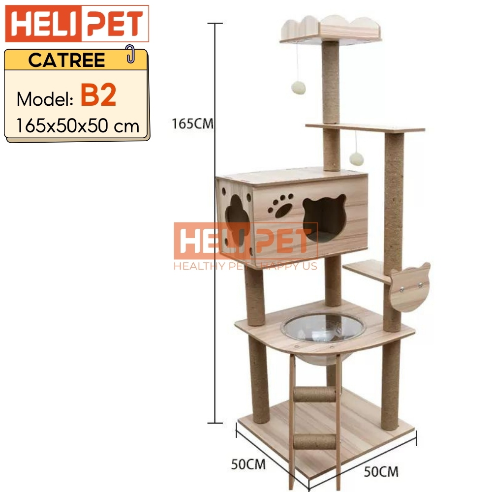 Mô tả Nhà Gỗ Cattree Nhà cây cho mèo leo trèo cào móng HELIPET Đa dạng thiết kế Dễ dàng lắp đặt - 6