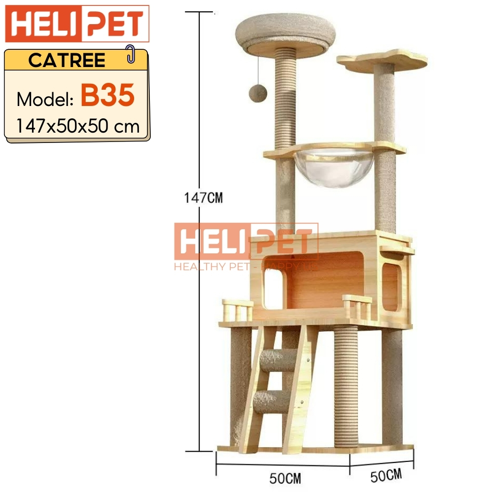 Mô tả Nhà Gỗ Cattree Nhà cây cho mèo leo trèo cào móng HELIPET Đa dạng thiết kế Dễ dàng lắp đặt - 7