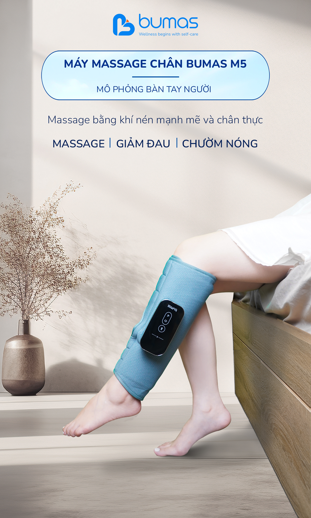 Mô tả Máy Massage Bắp Chân BUMAS M5 - Massage Kết Hợp Chườm Nóng Bấm Huyệt Giải Tỏa Đau Nhức Vùng Bắp Chân - 1