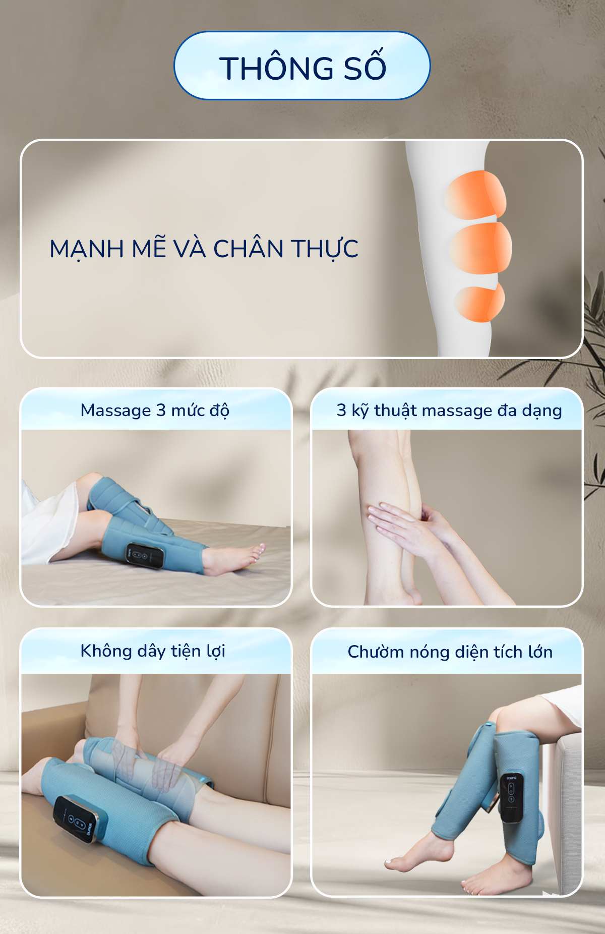 Mô tả Máy Massage Bắp Chân BUMAS M5 - Massage Kết Hợp Chườm Nóng Bấm Huyệt Giải Tỏa Đau Nhức Vùng Bắp Chân - 3