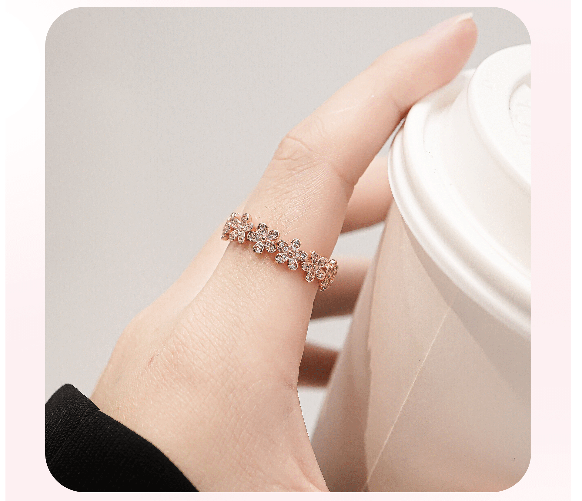 Mô tả Nhẫn bạc nữ CDE Stone Attach Chrysanthemum Ring CDE8044RG - Nhẫn bạc nữ Lamy - 4