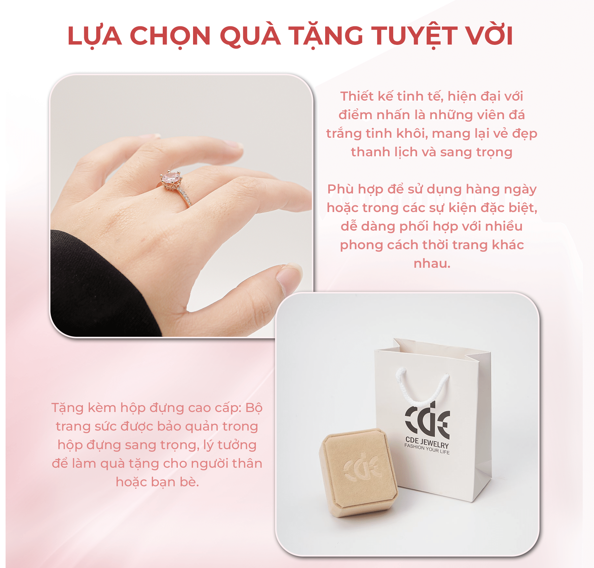 Nhẫn Bạc Nữ LAMY Sparkling Crown Rose Gold Ring 8052 | Shopee Việt Nam
