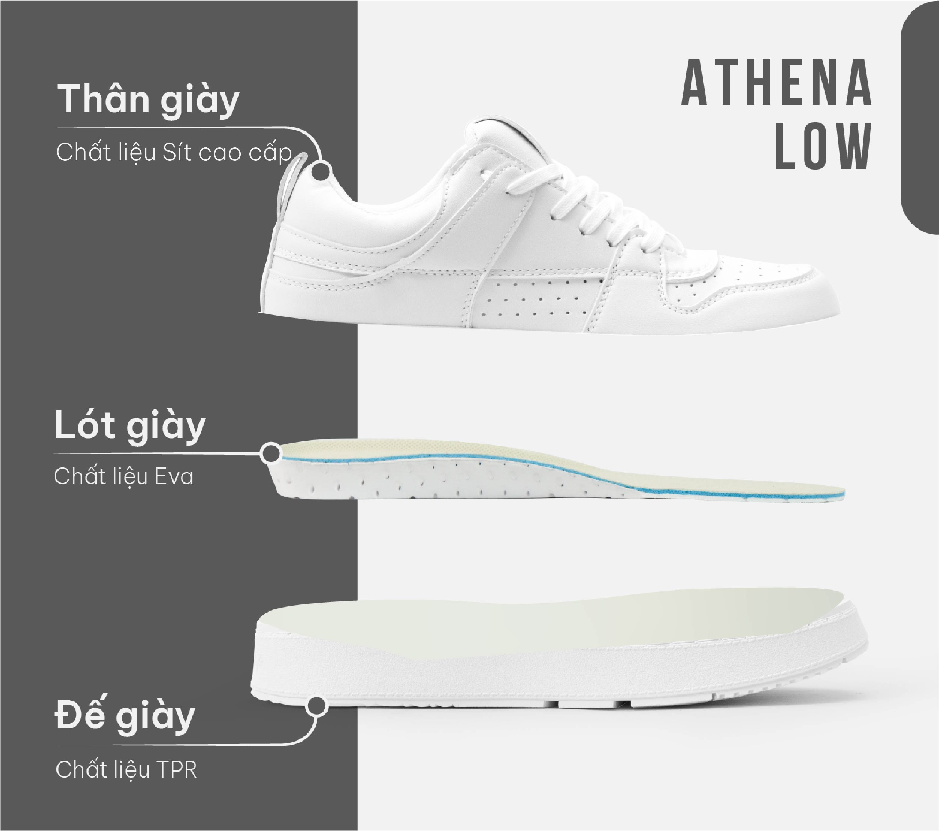 Mô tả Giày trắng G2 Athena Low giày thể thao sneaker nam đế cao thời trang cao cấp giúp tăng chiều cao - 1