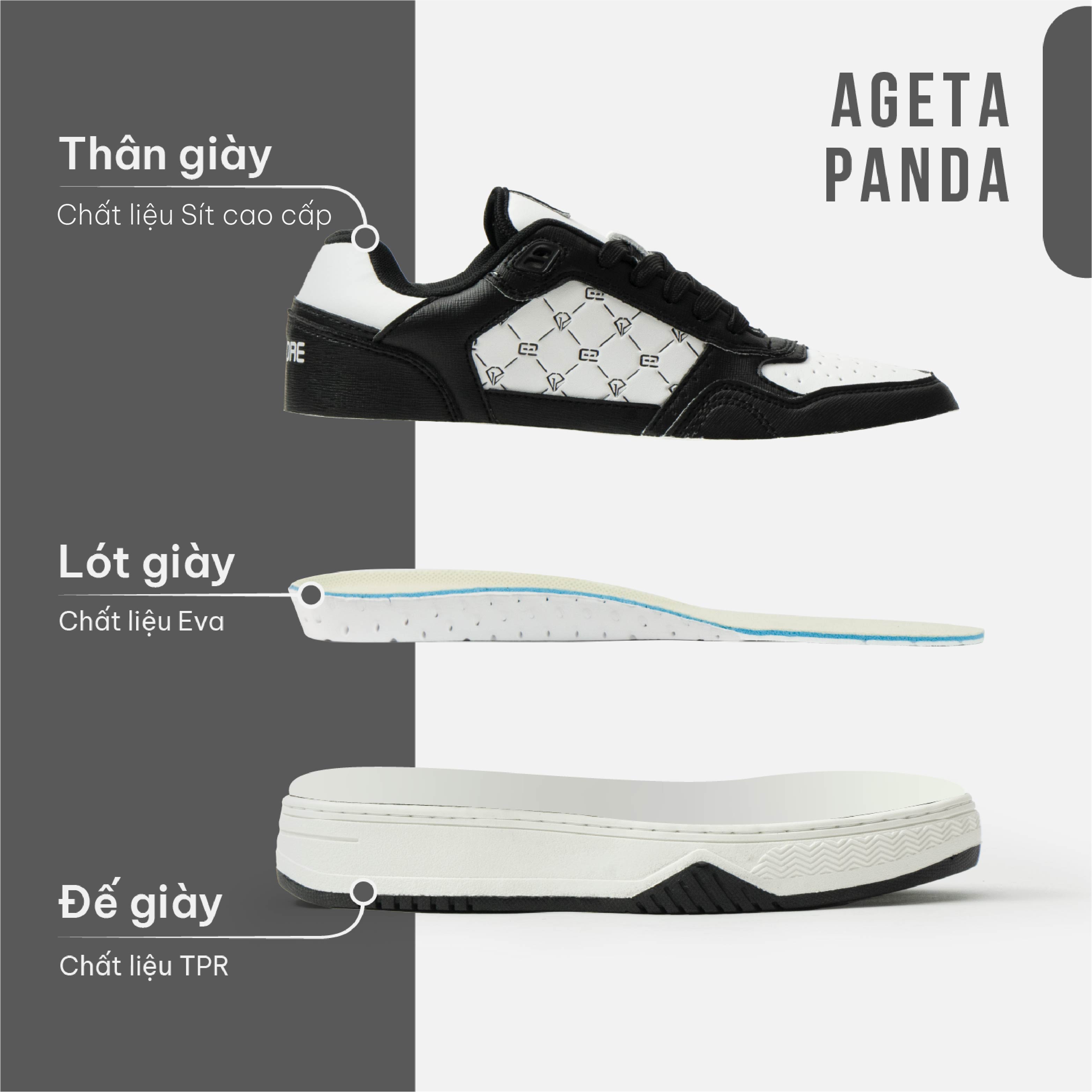 Mô tả Giày sneaker G2 Ageta kiểu giày nam nữ đế cao dáng giày thể thao nam dùng tập gym, chạy bộ đi chơi độn đế tăng chiều cao - 1